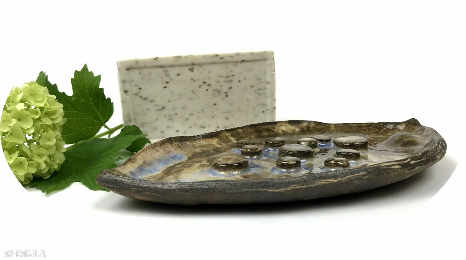 Ceramiczna mydelniczka "Górski strumień" - ręcznie robiona do łazienki