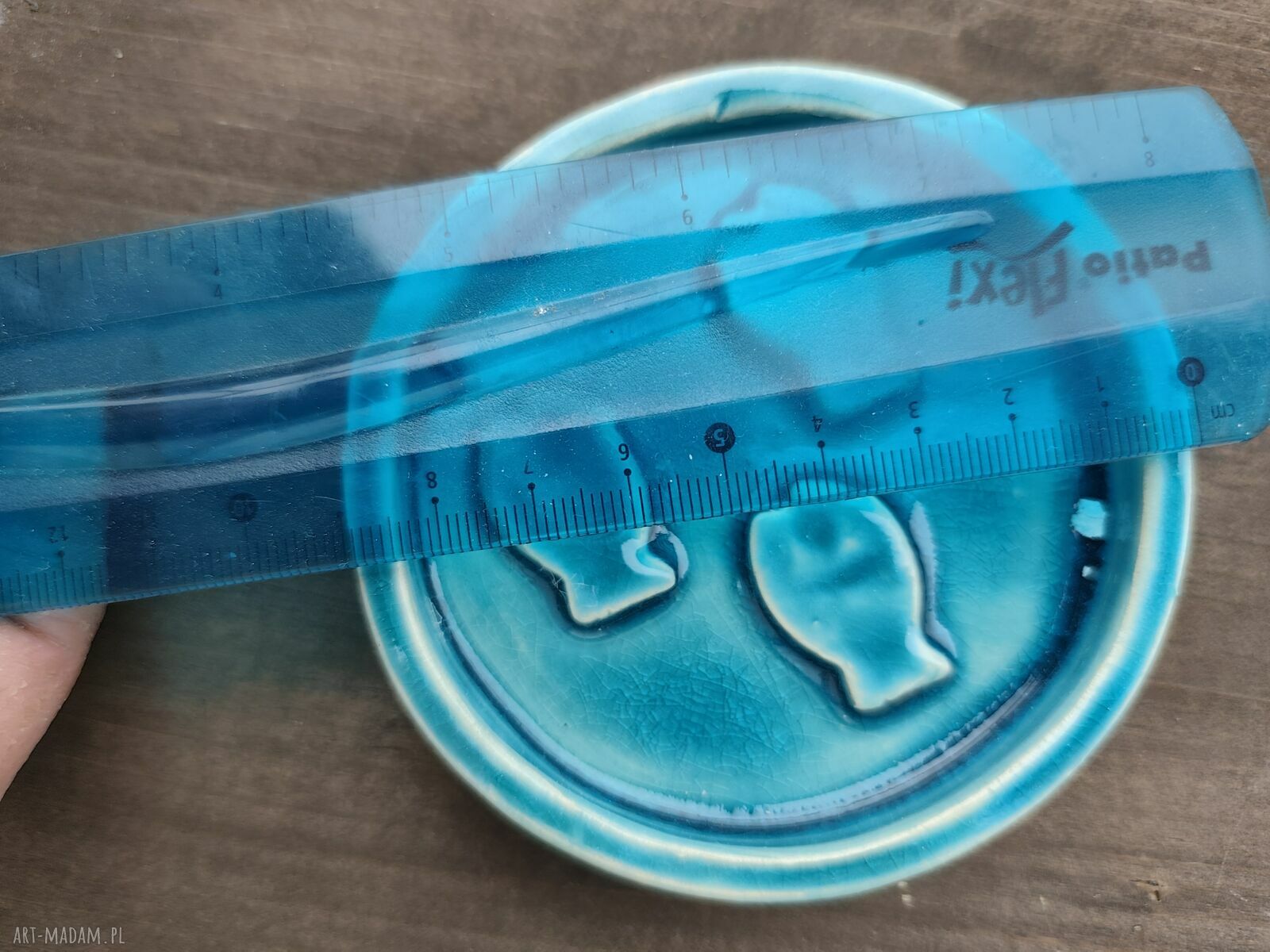 Ręcznie robiona mydelniczka ceramiczna w turkusowym kolorze