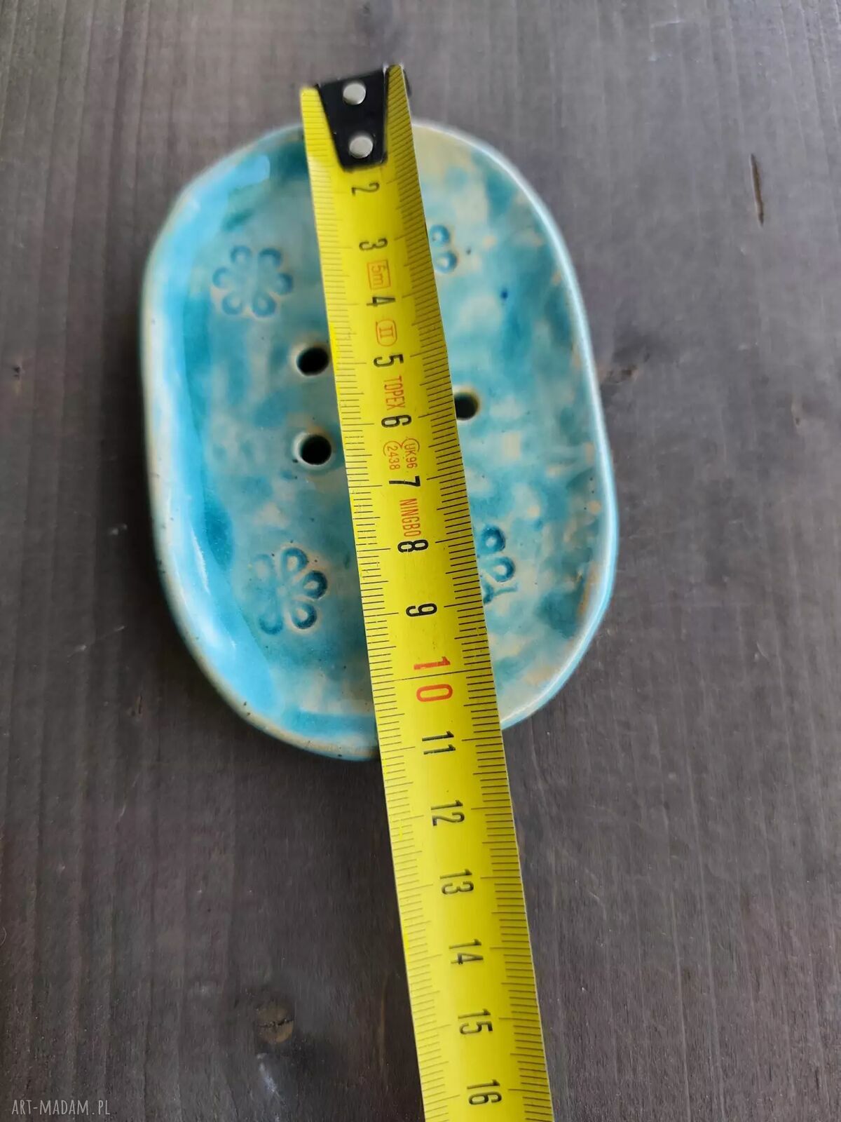 Błękitna mydelniczka ceramiczna handmade do łazienki
