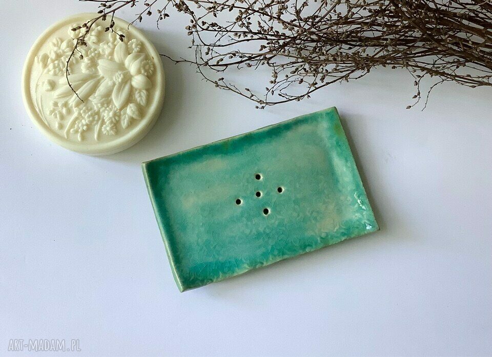 Ceramiczna mydelniczka 'W turkusie'