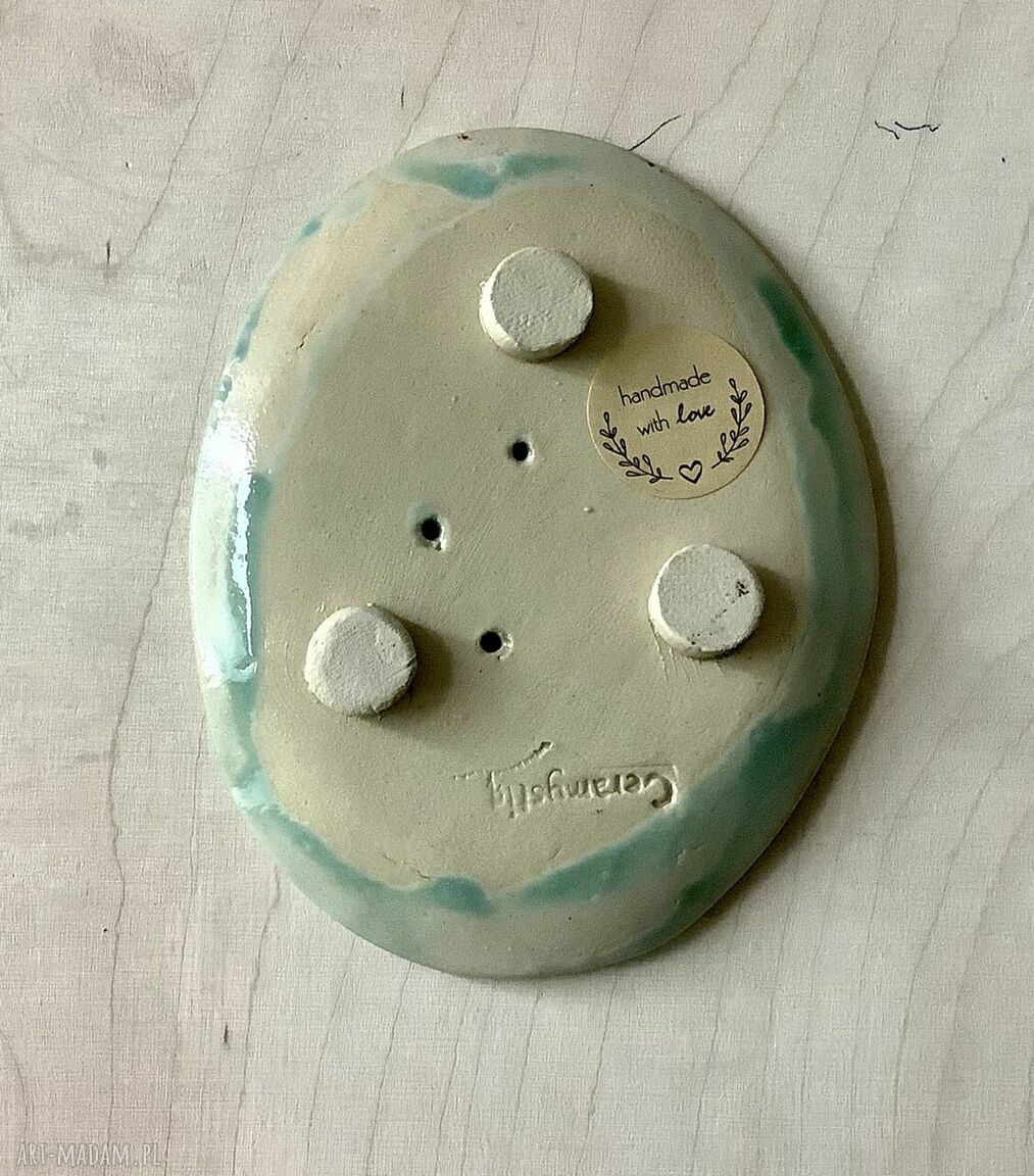 Ręcznie robiona turkusowa mydelniczka ceramiczna z gliny