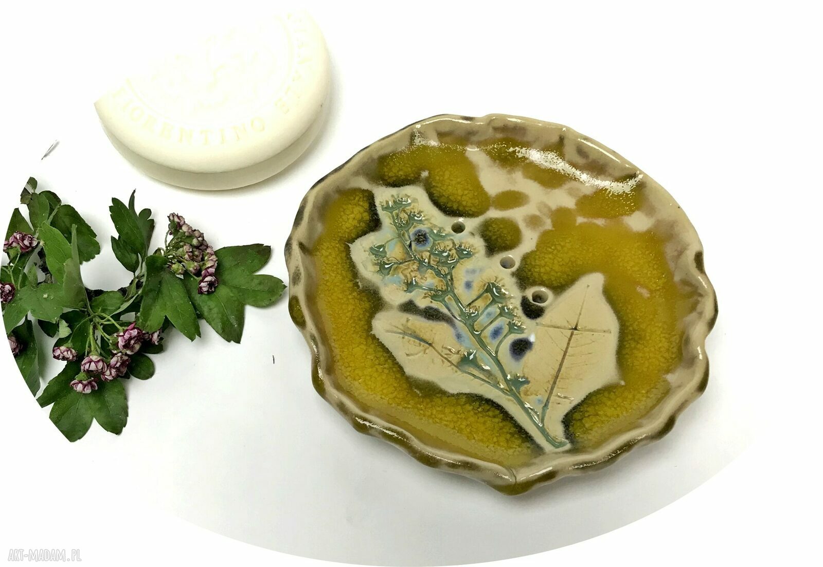 Ceramiczna mydelniczka ręcznie robiona "Słoneczny dzień"