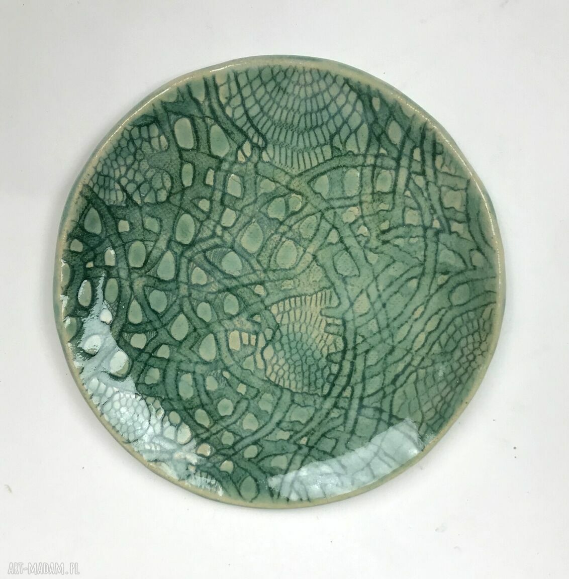 Ceramiczna mydelniczka i spodeczek na biżuterię Turkus - 14 cm