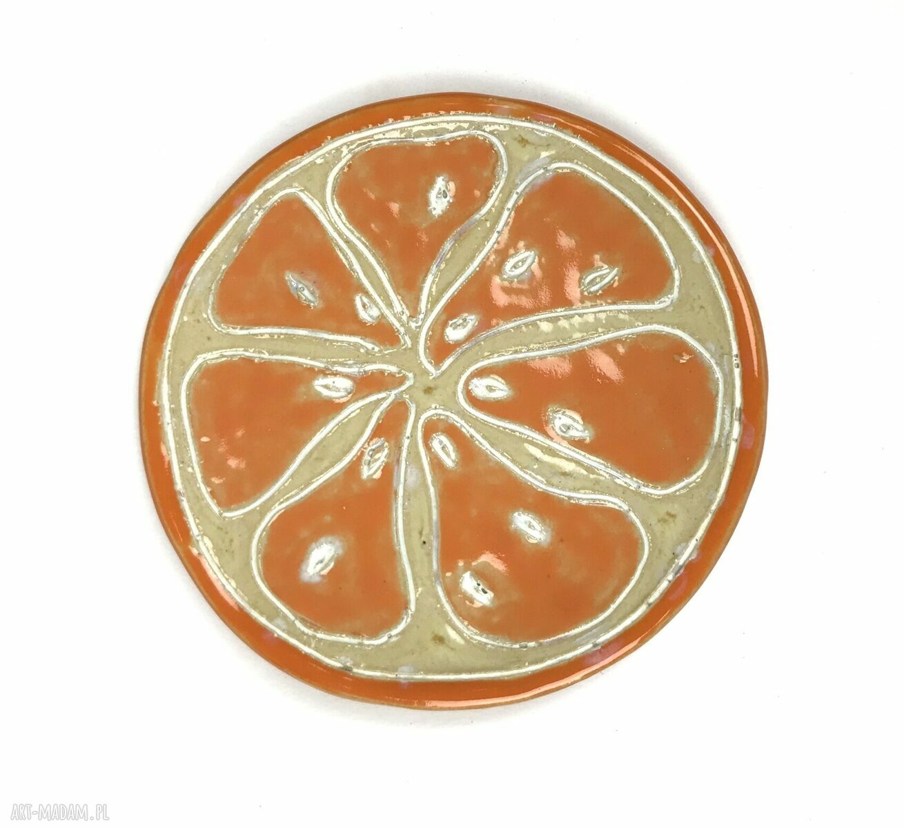Ceramiczna mydelniczka i spodeczek na biżuterię „Pomarańczka”