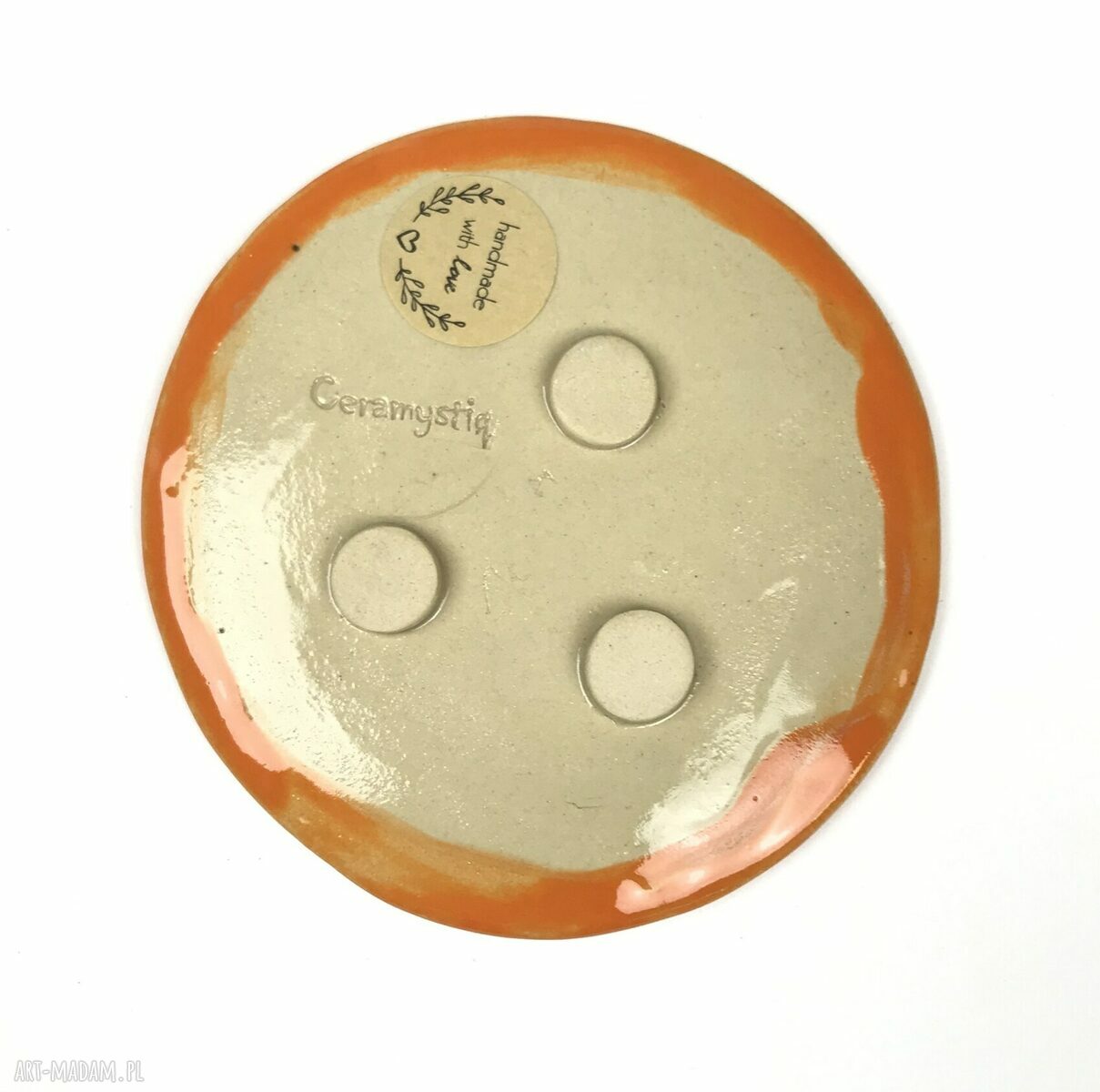 Ceramiczna mydelniczka i spodeczek na biżuterię „Pomarańczka”