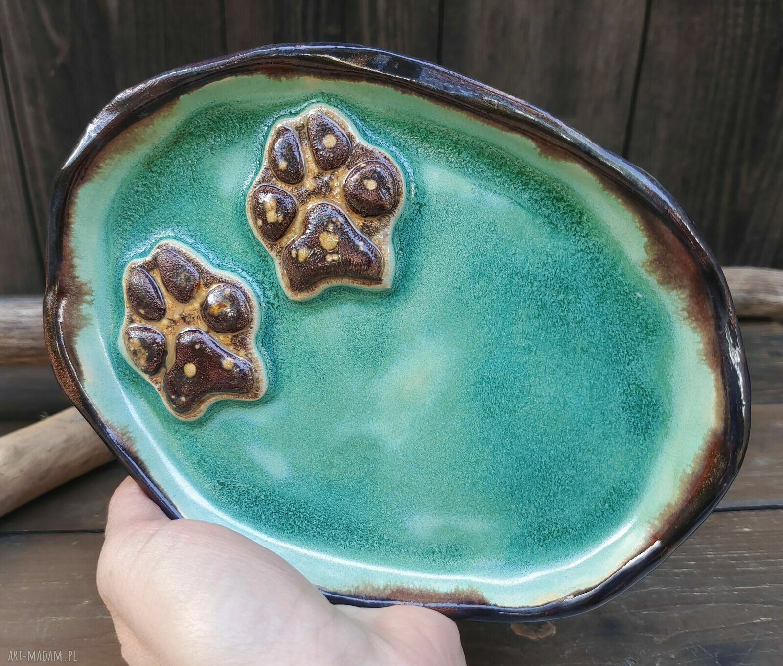 Ceramiczna panterka - talerzyk na biżuterię z łapkami c857