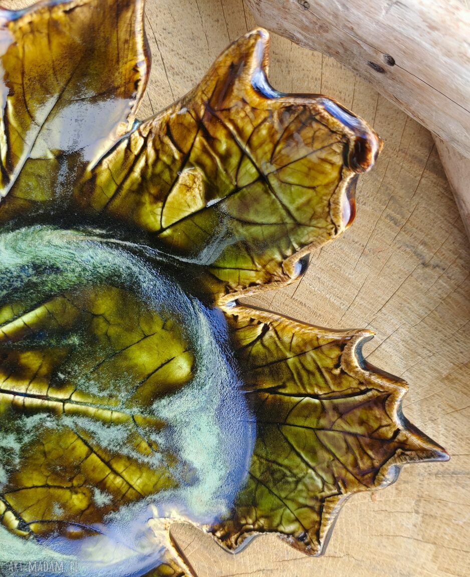 Ceramiczna patera - liść klonu (c627) - do biżuterii i drobiazgów