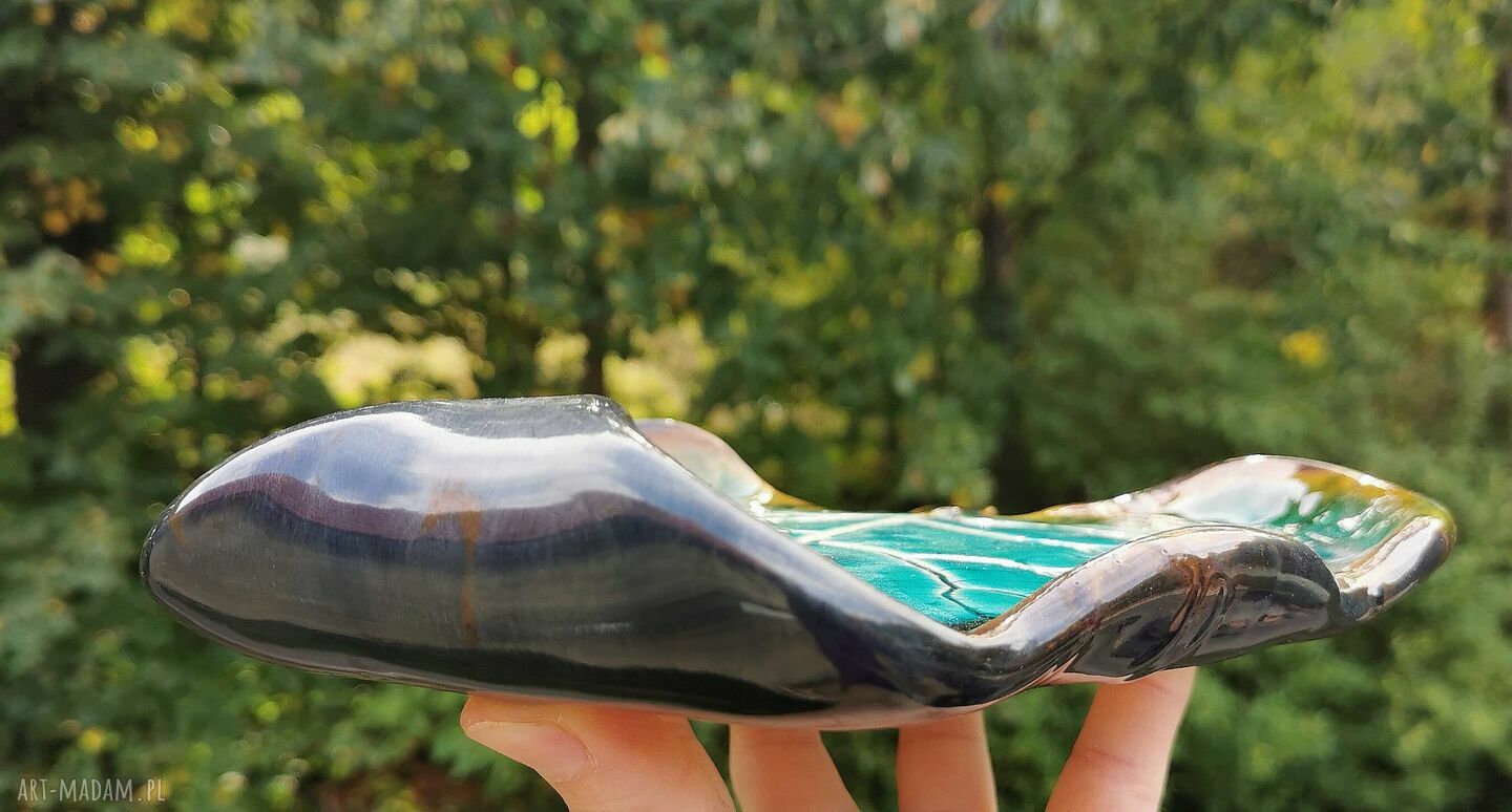 Ceramiczna patera Liść C361 - ręcznie robiona pod przekąski i świece
