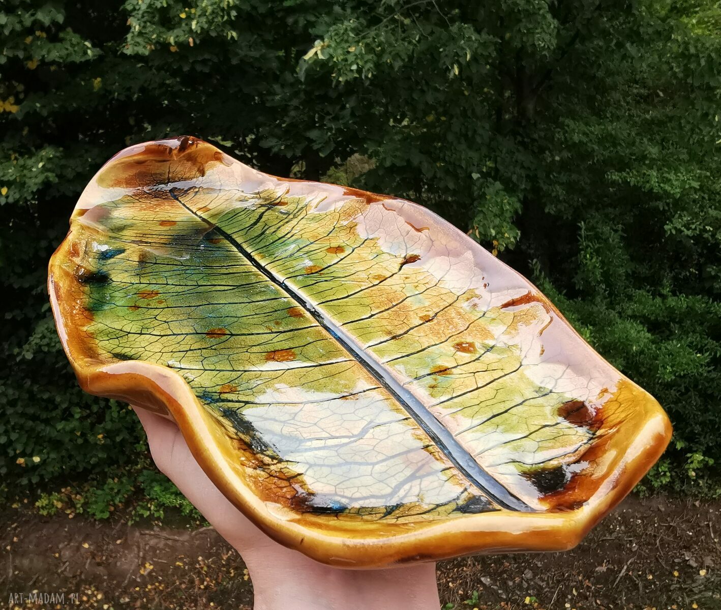 Ceramiczna patera liść 343 - ręcznie robiony półmisek Shiraja
