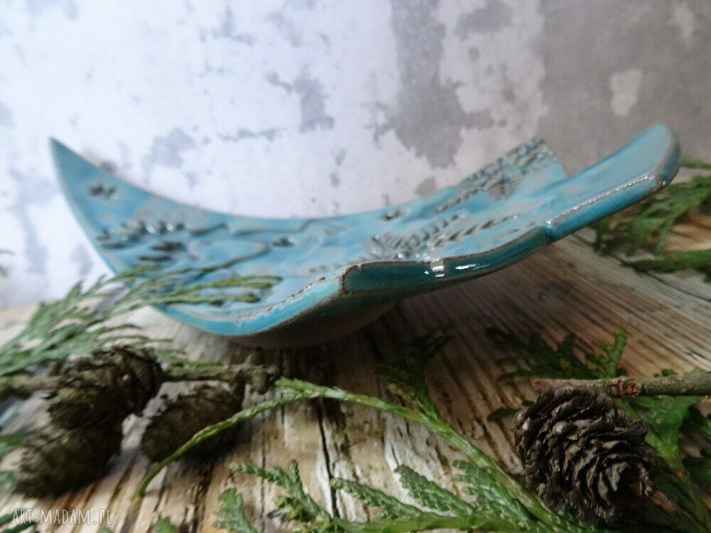 Ceramiczna patera w kształcie choinki - turkusowa ceramika na Boże Narodzenie