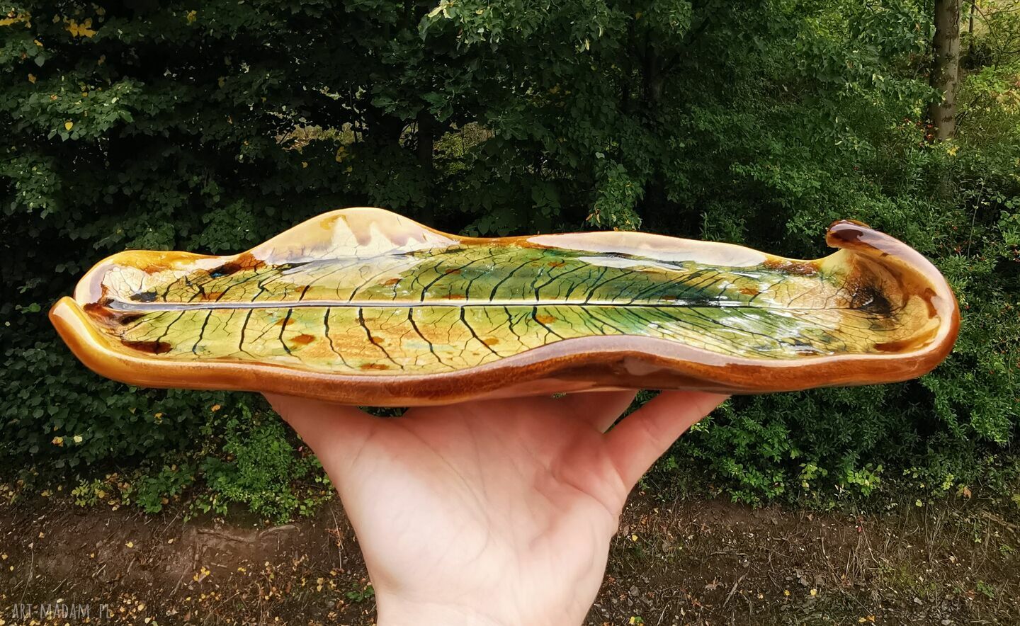 Ceramiczna patera liść 343 - ręcznie robiony półmisek Shiraja