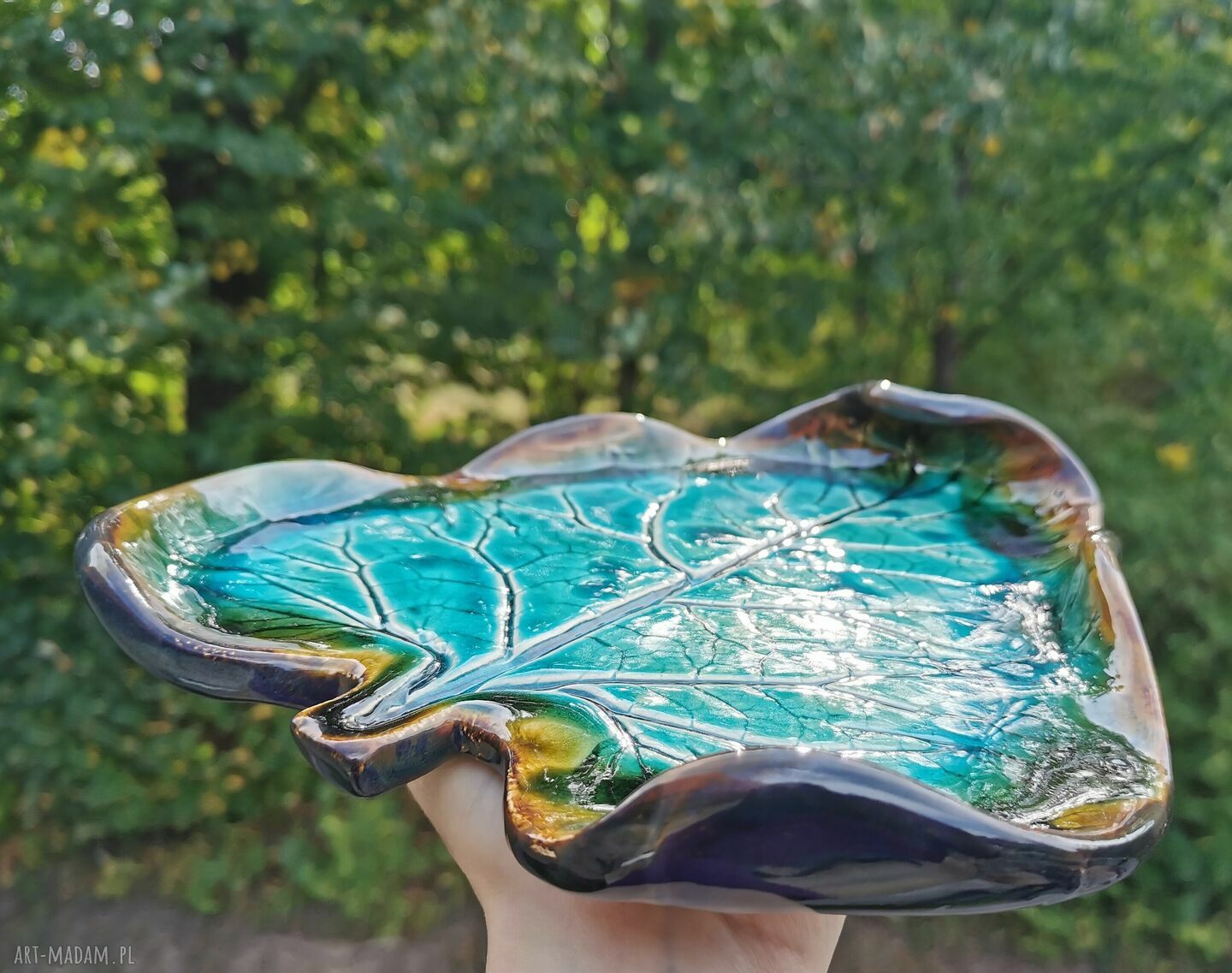 Ceramiczna patera Liść C361 - ręcznie robiona pod przekąski i świece