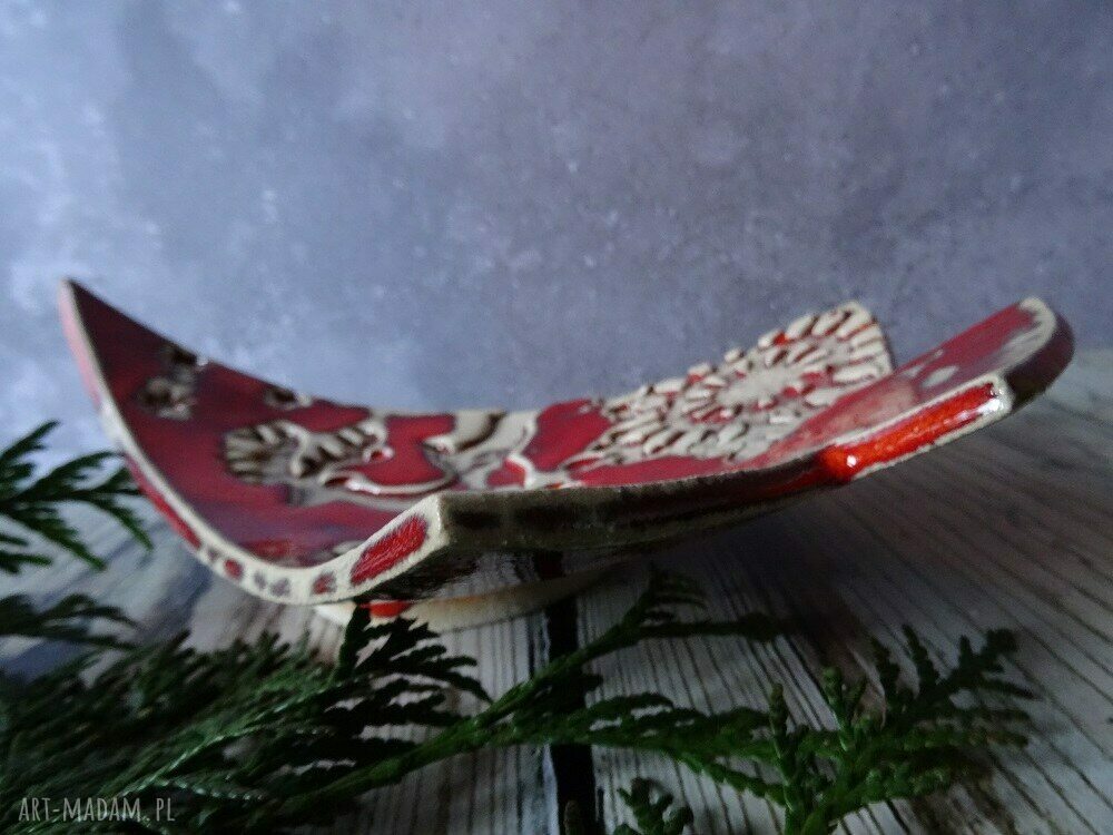 Ręcznie robiona ceramiczna patera Choinka - dekoracja świątecznego stołu i świecznik