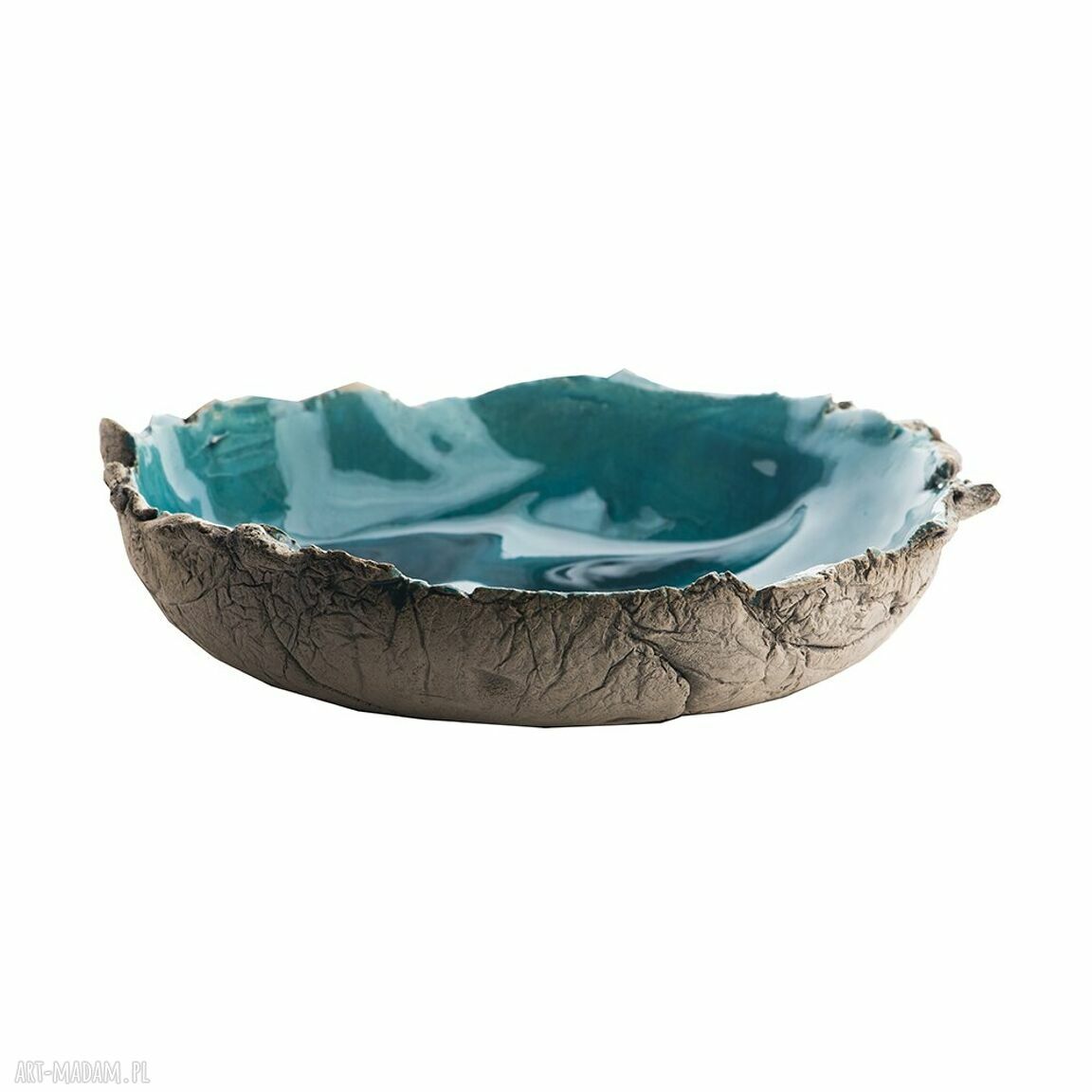 Ręcznie robiona patera ceramiczna - misa z jasnej gliny