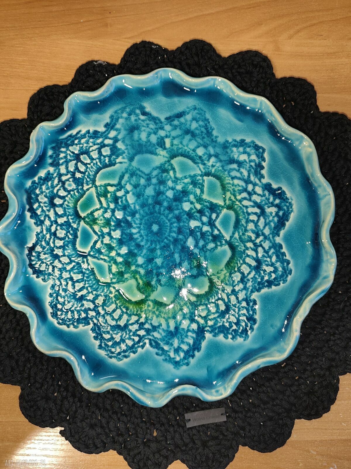 Wolna Chwila - turkusowa patera ceramiczna na ciasteczka (śr. ok. 25 cm)