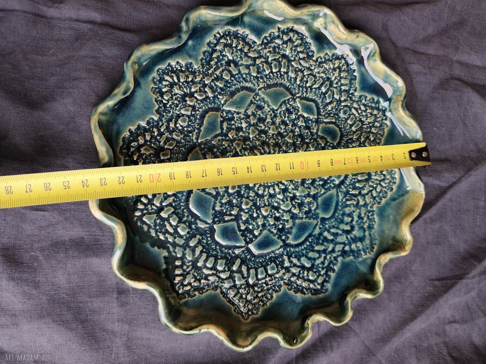 Patera ceramiczna na ciasteczka z motywem koronki - prezent handmade
