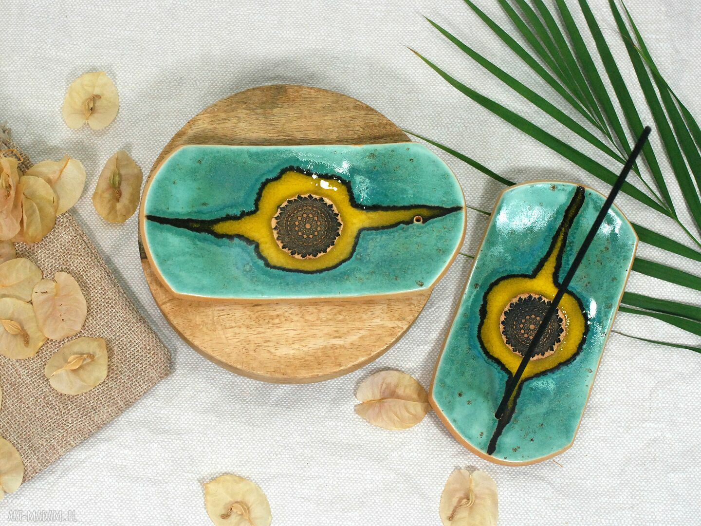 Ceramiczna podstawka na kadzidełko „lawa” - boho dekoracja