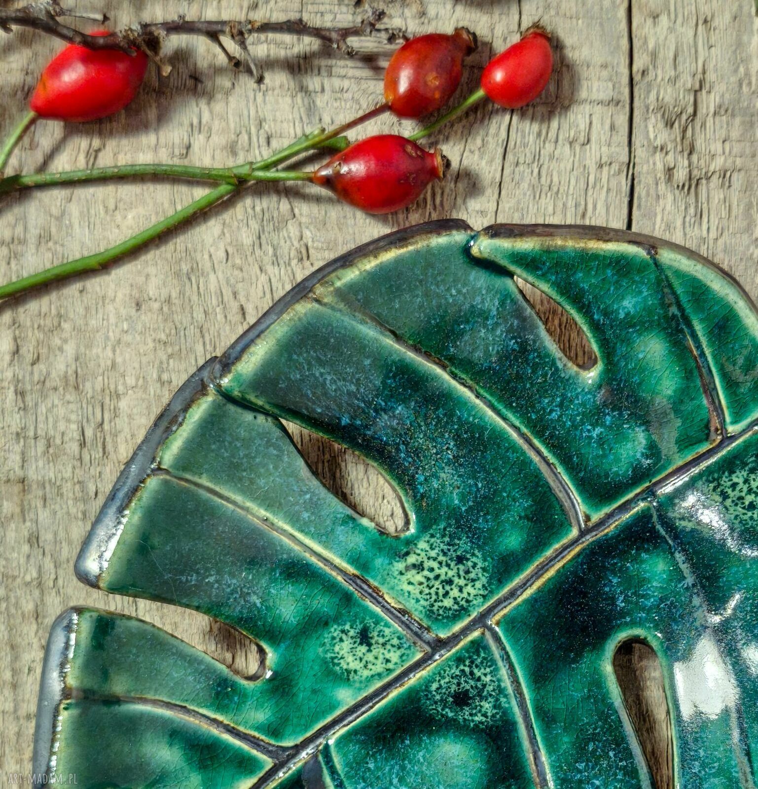 Ceramiczna podstawka Monstera - mydelniczka i pod tealight
