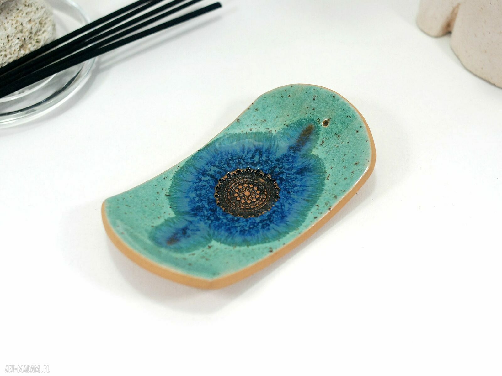Ceramiczna podstawka na kadzidełko - mandala boho do Twojego wnętrza