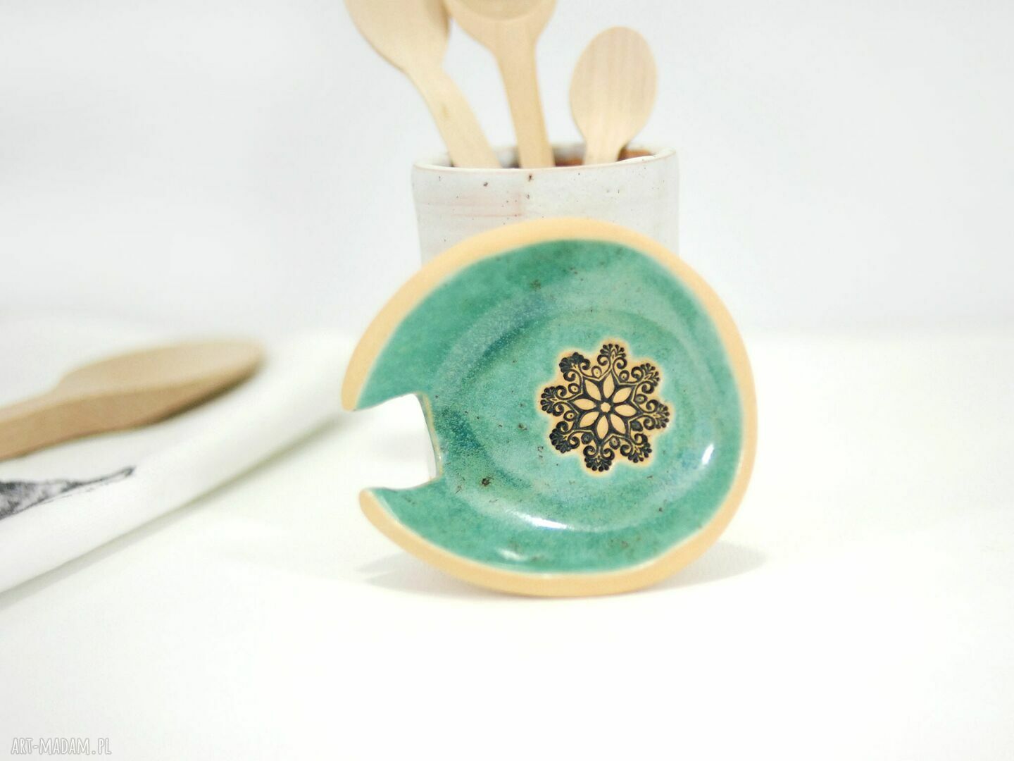 Ceramiczna podstawka pod łyżeczkę - mandala