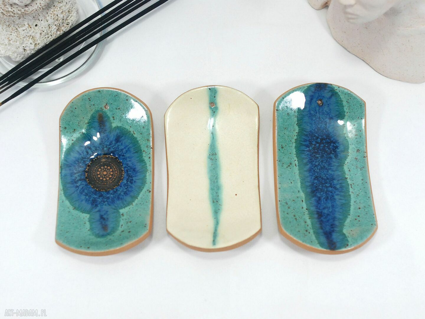 Ceramiczna podstawka na kadzidełko - mandala boho do Twojego wnętrza