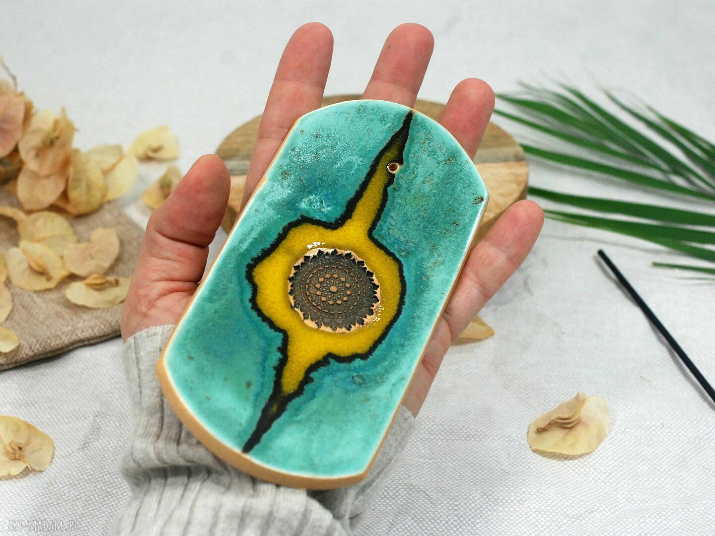 Ceramiczna podstawka na kadzidełko „lawa” - boho dekoracja