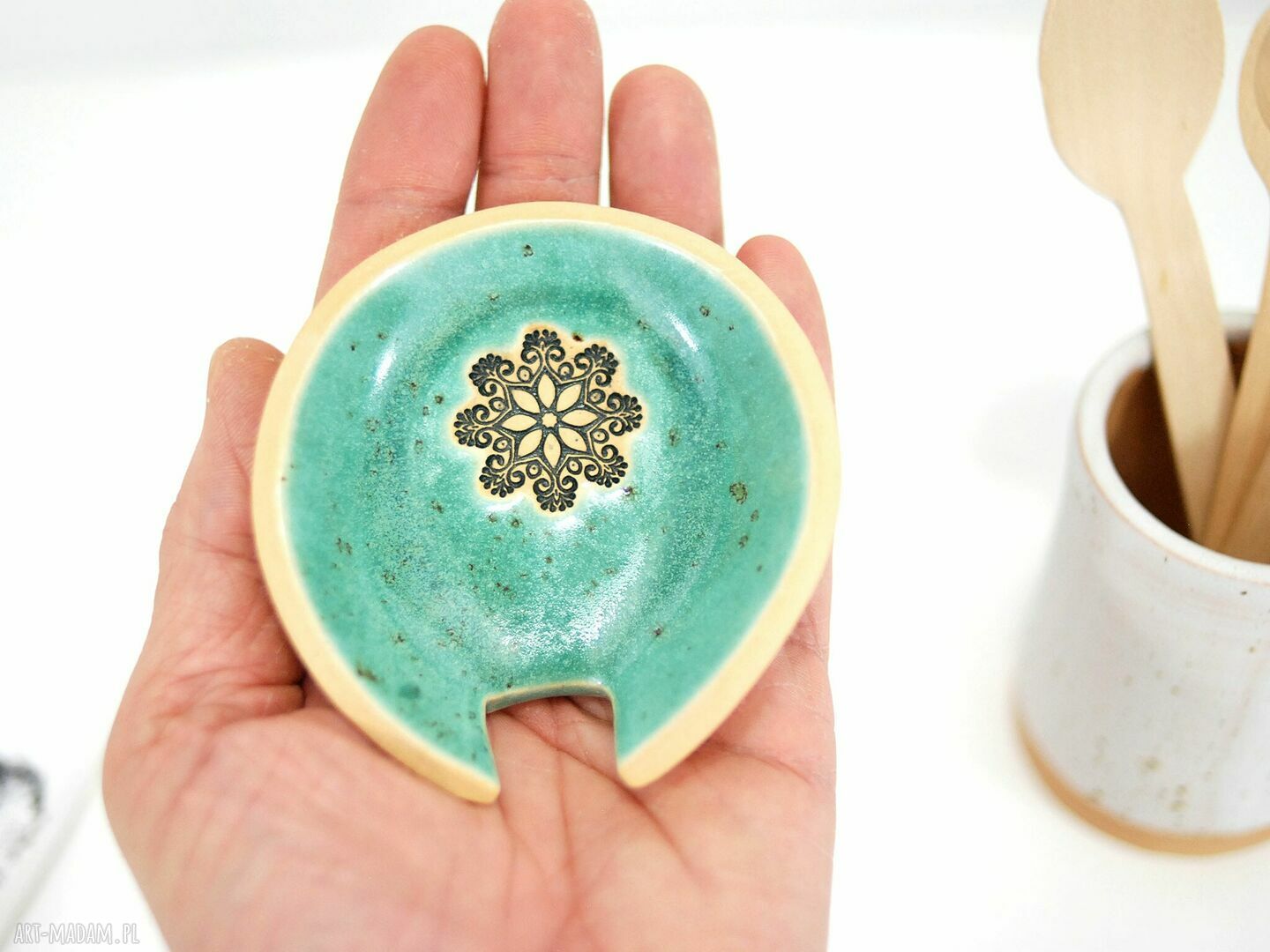 Ceramiczna podstawka pod łyżeczkę - mandala
