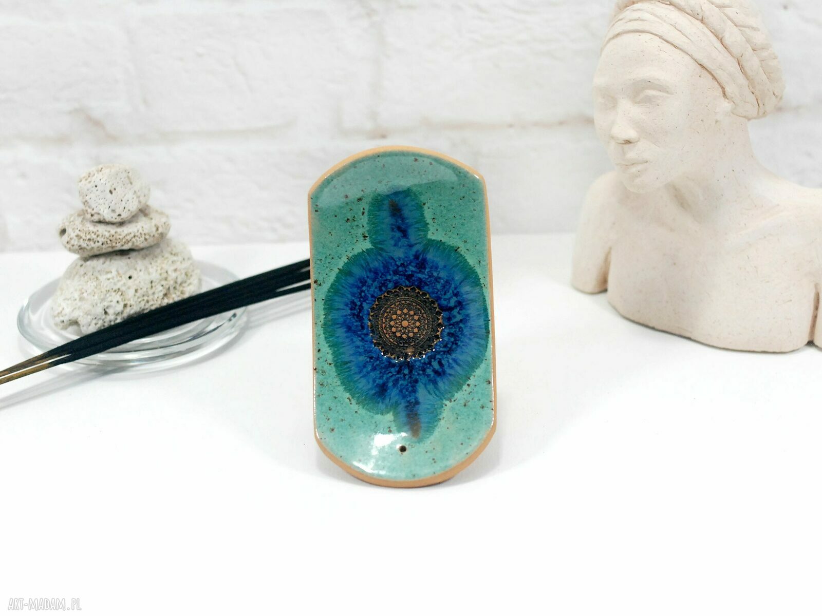 Ceramiczna podstawka na kadzidełko - mandala boho do Twojego wnętrza