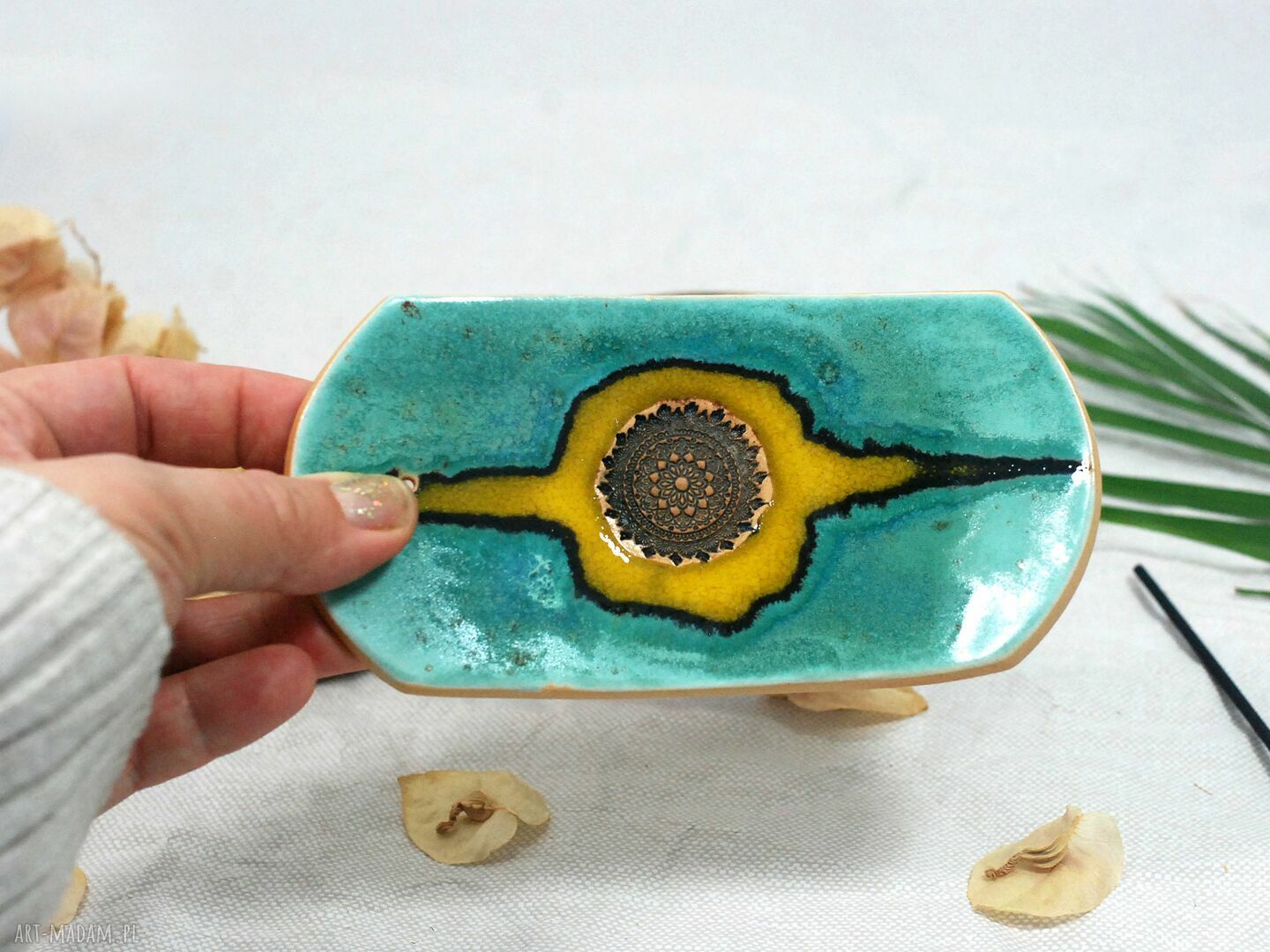 Ceramiczna podstawka na kadzidełko „lawa” - boho dekoracja