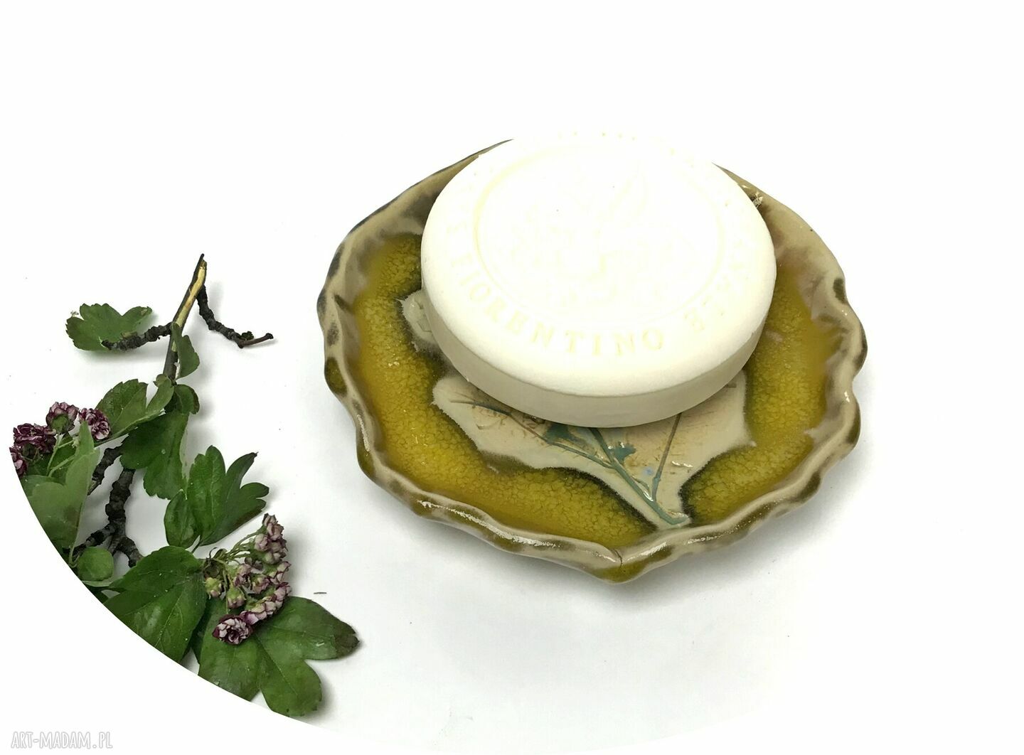 Ceramiczna mydelniczka ręcznie robiona "Słoneczny dzień"