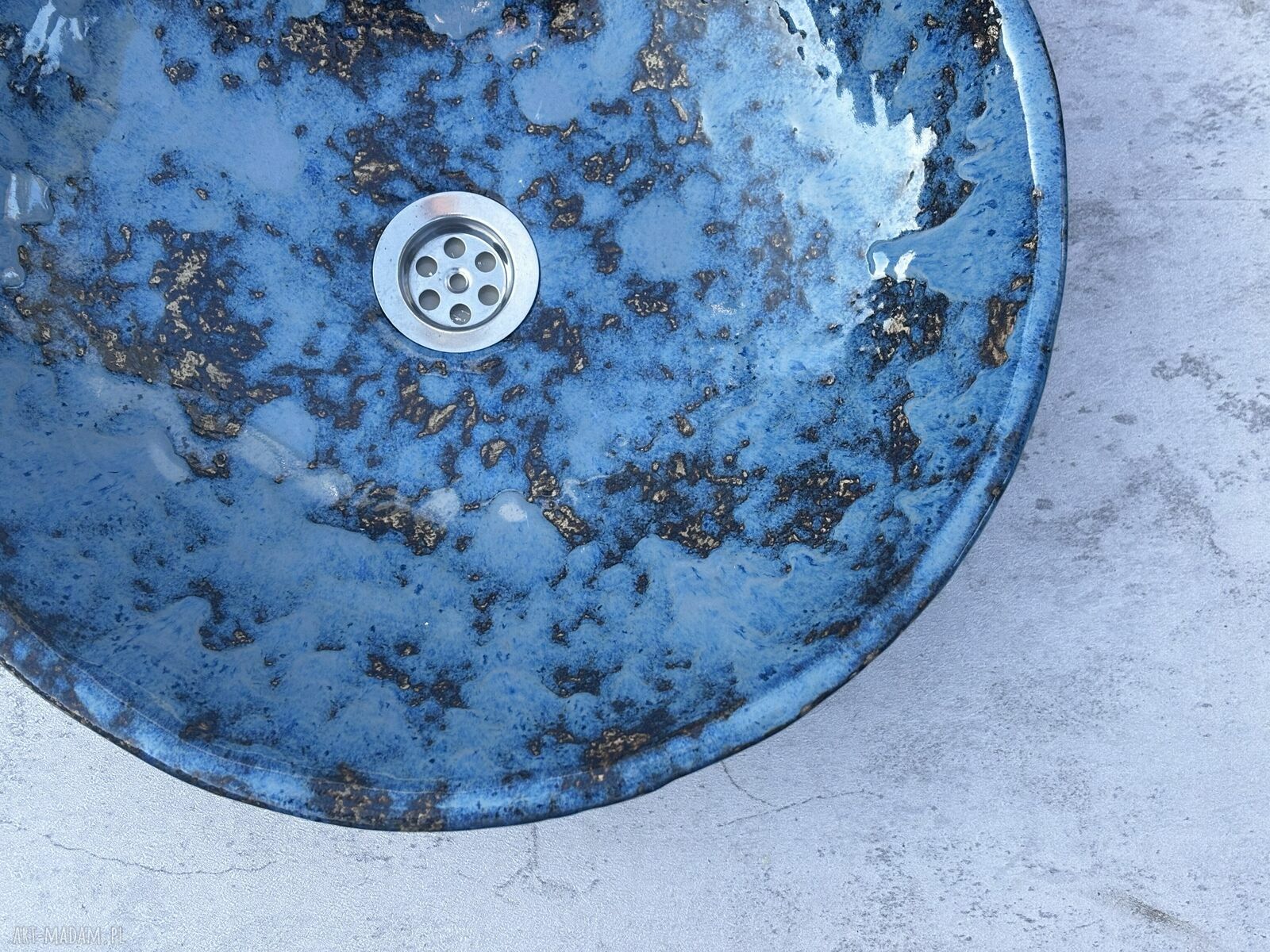 Duża umywalka ceramiczna - wielka misa na blat w zielono-turkusowym szkliwie