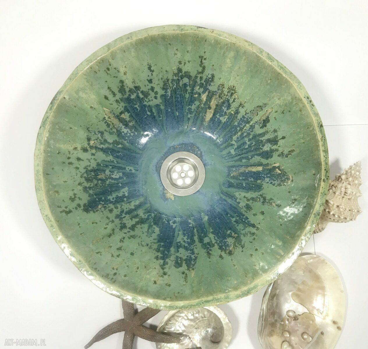 Ceramiczna umywalka „Zieleń” - ręcznie formowana glina szamotowa