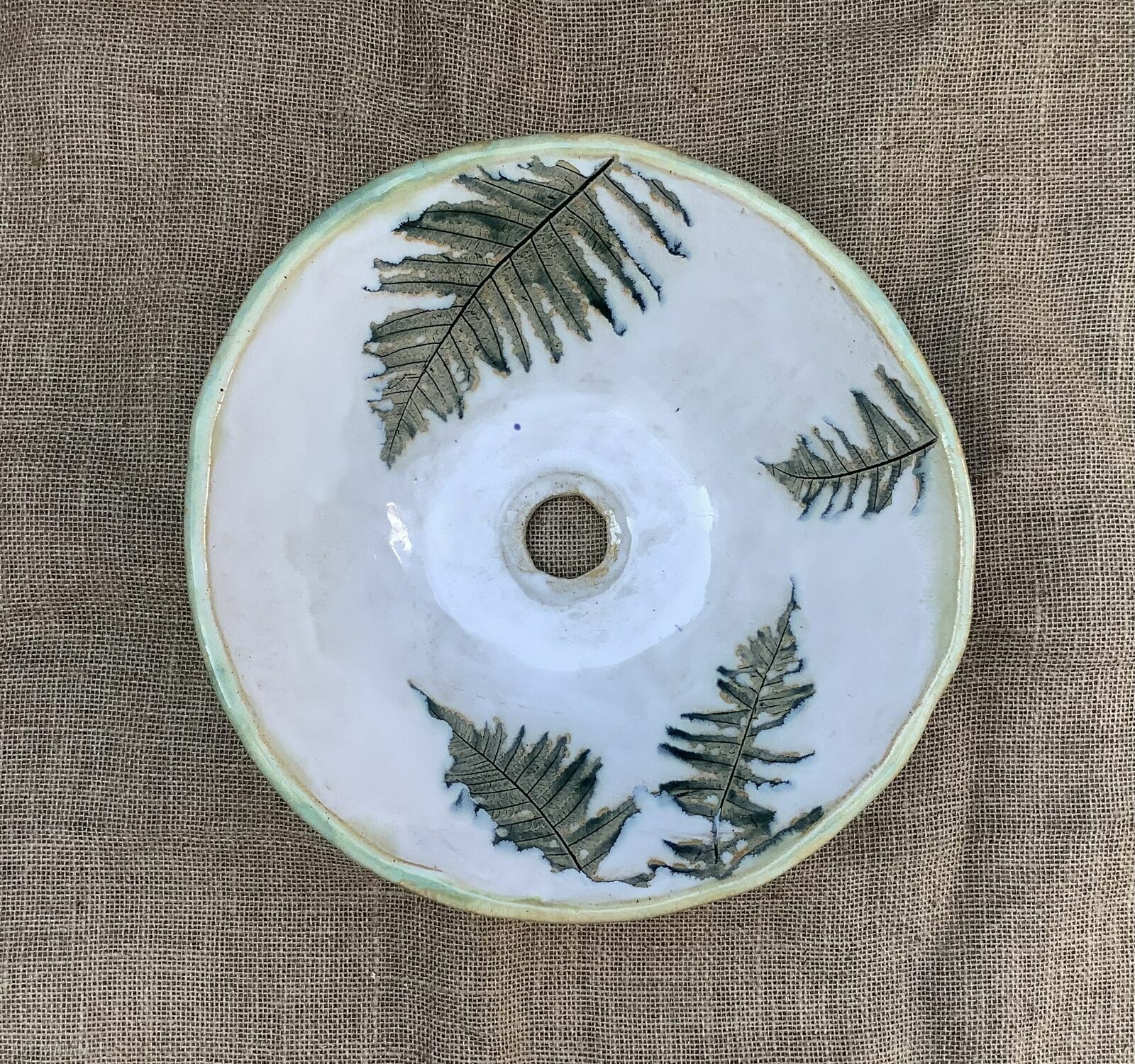 Ceramiczna umywalka „Paprocie II” - ręcznie robiona nablatowa