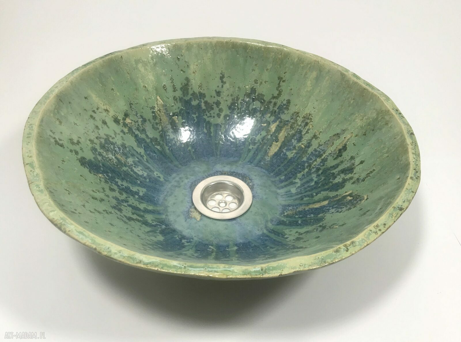 Ceramiczna umywalka „Zieleń” - ręcznie formowana glina szamotowa