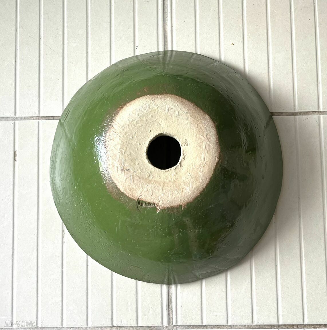 Umywalka ceramiczna „Paprocie” - ręcznie robiona nablatowa z szamotu