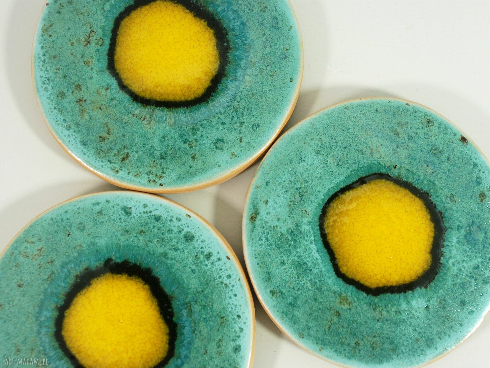 Ceramiczne podkładki pod kubek Pawie Oko - boho dodatki do kuchni