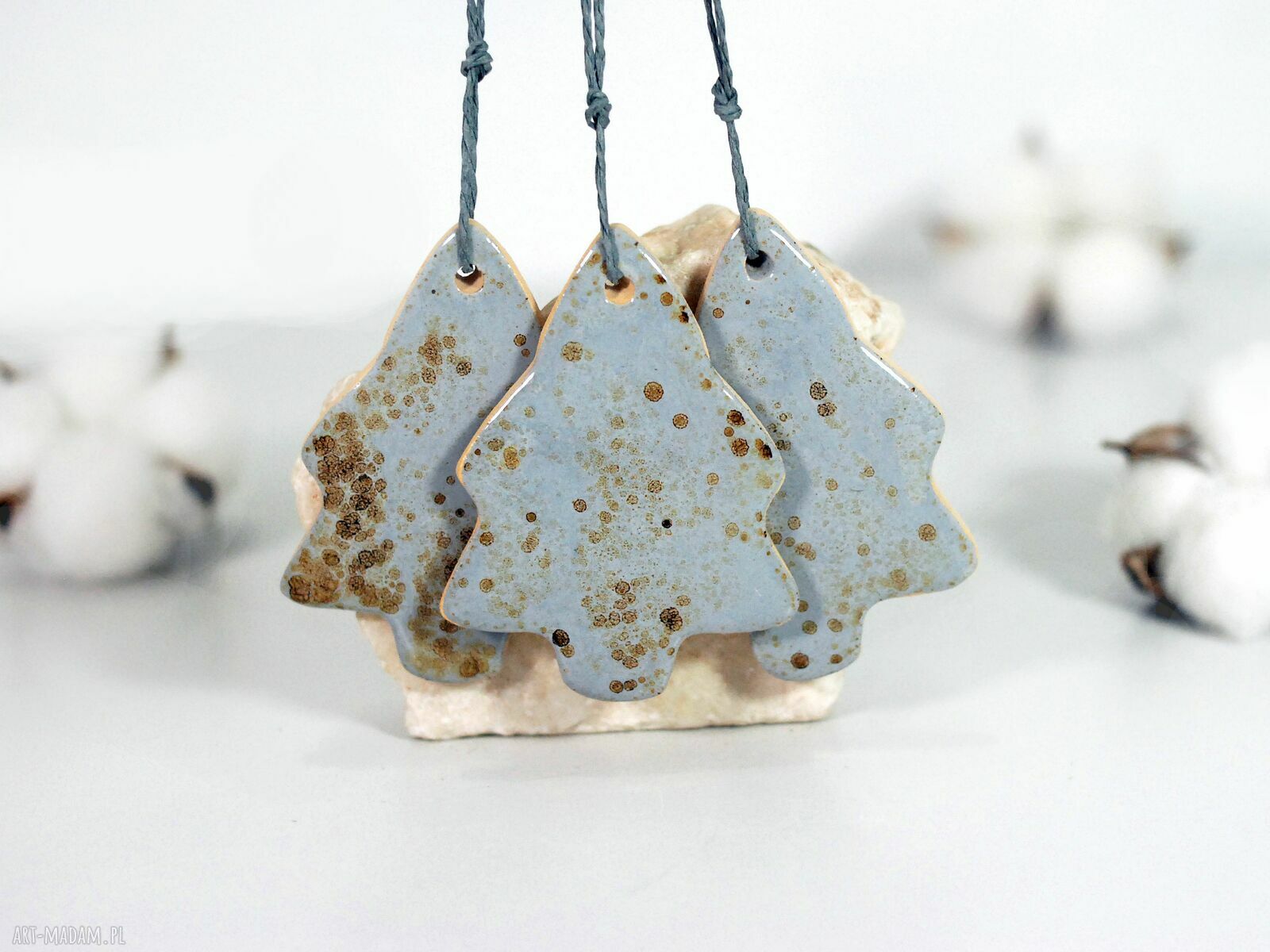 Ceramiczne choinki - zestaw 3 ozdób choinkowych