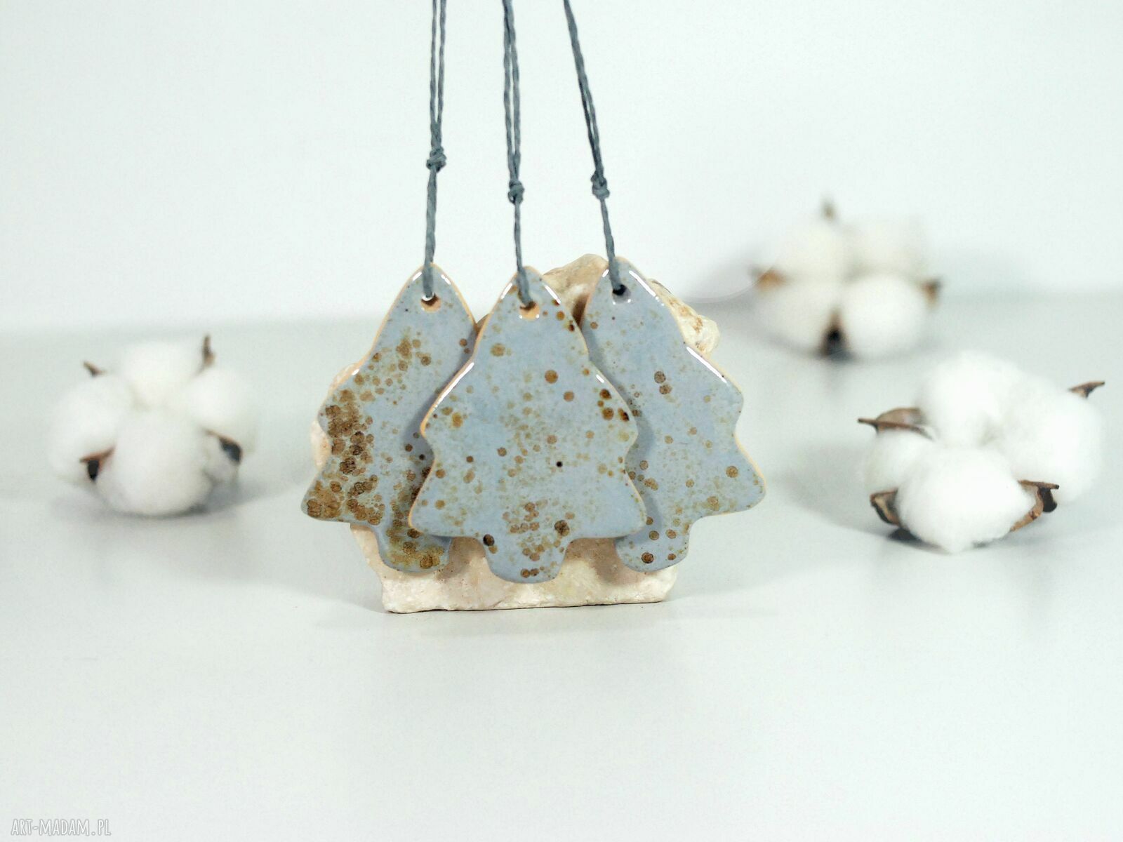 Ceramiczne choinki - zestaw 3 ozdób choinkowych
