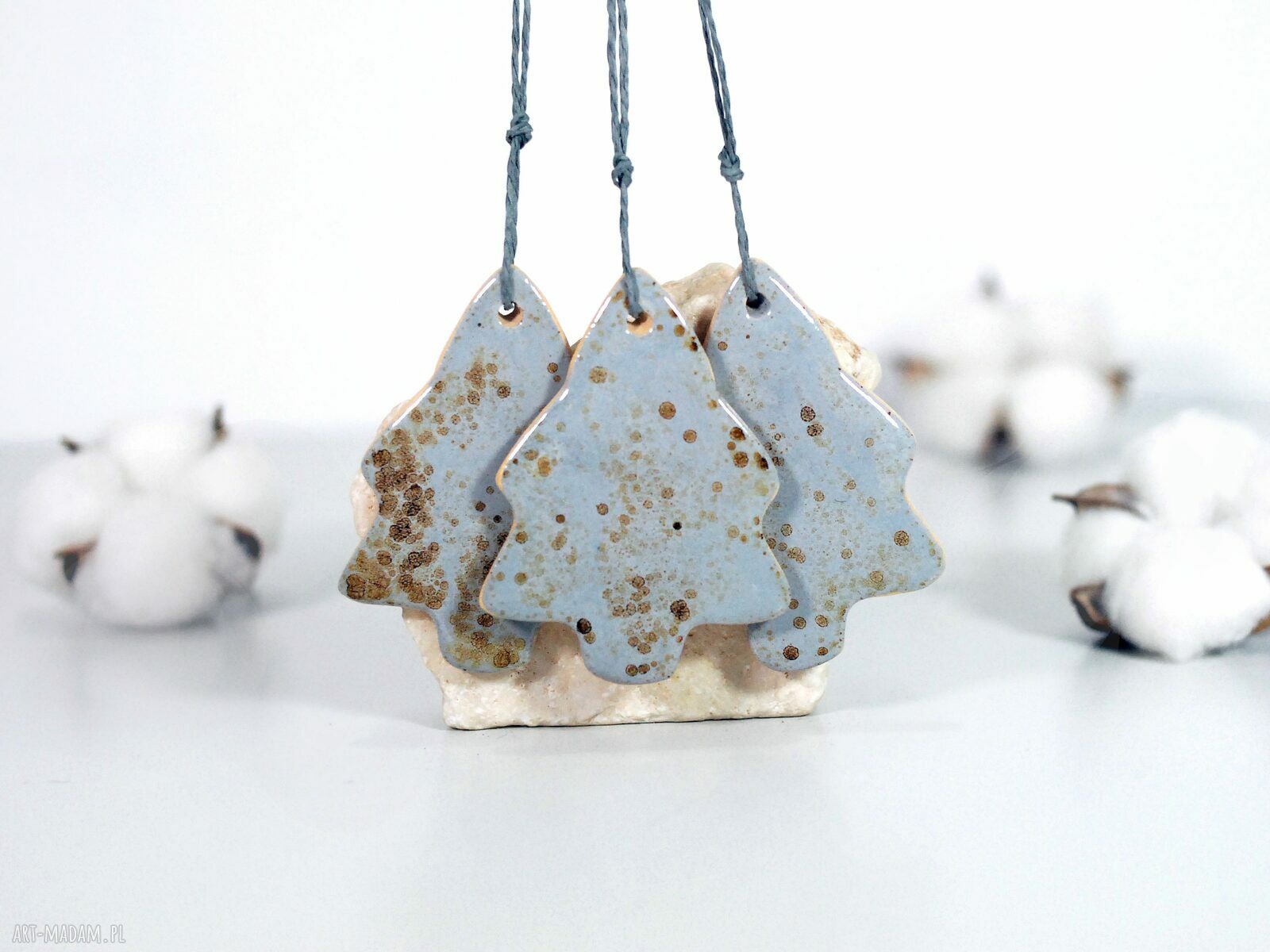 Ceramiczne choinki - zestaw 3 ozdób choinkowych