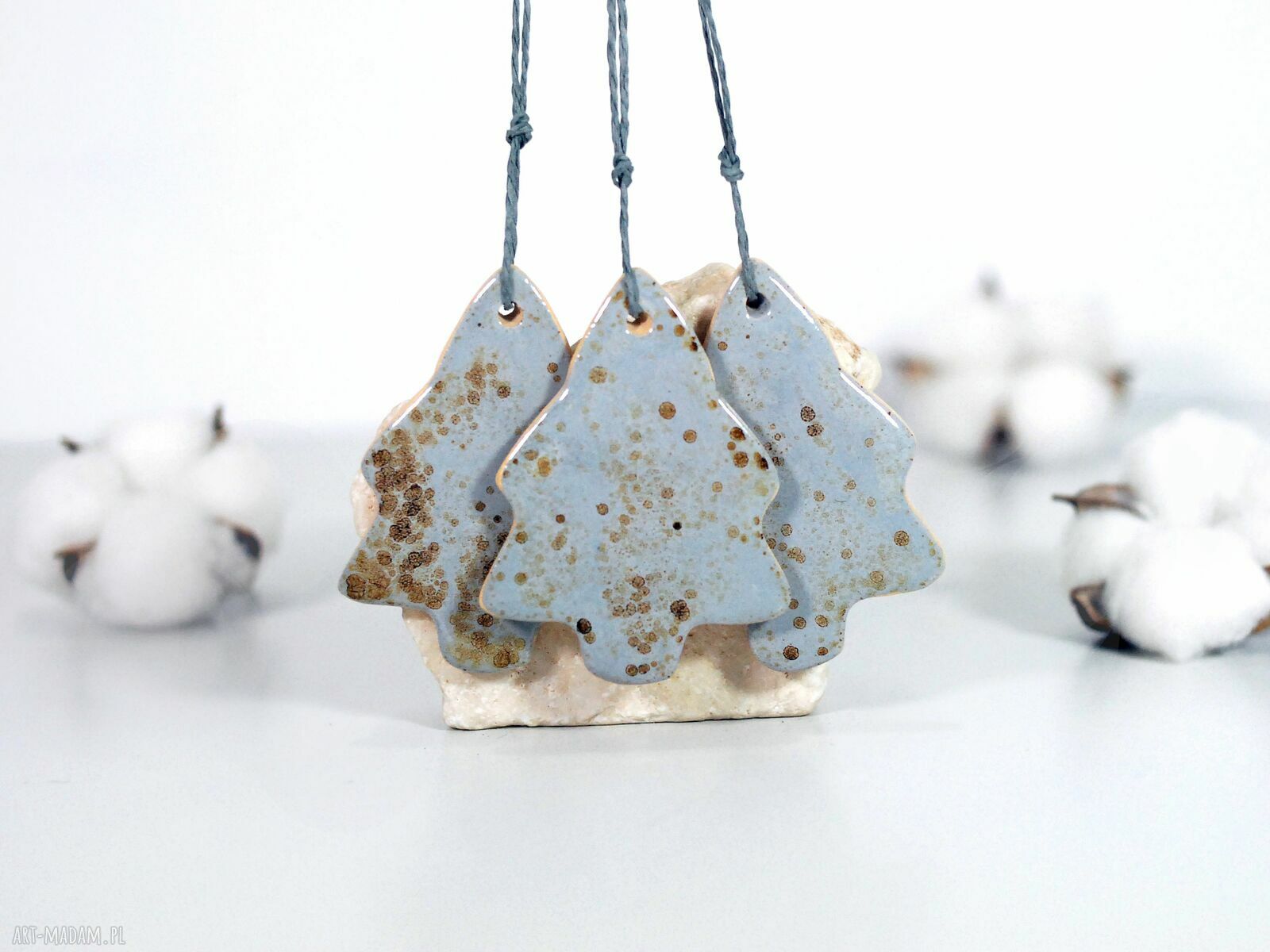 Ceramiczne choinki - zestaw 3 ozdób choinkowych