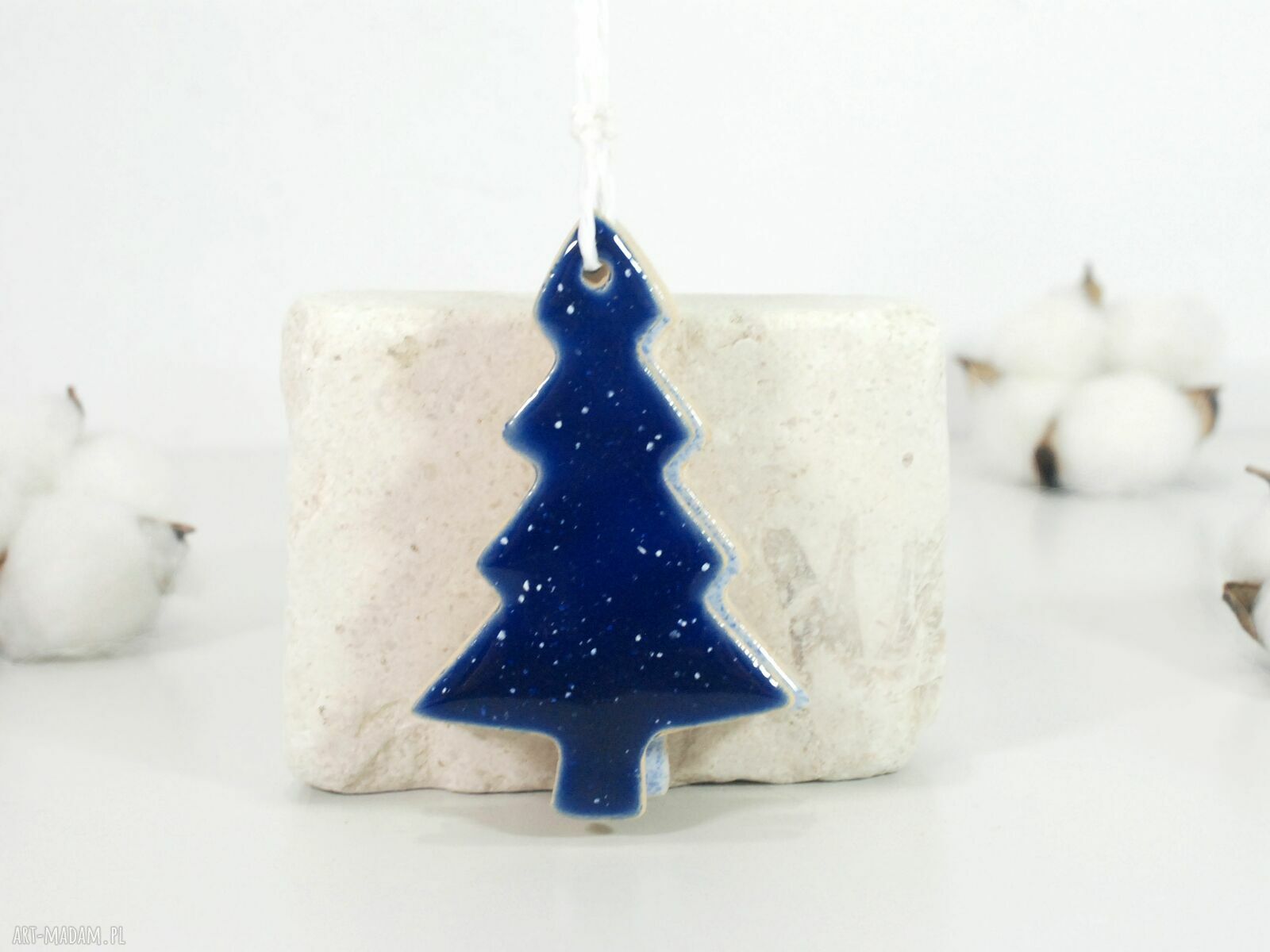 Ceramiczne choinki - komplet 3 ozdób choinkowych, ręcznie robione i szkliwione