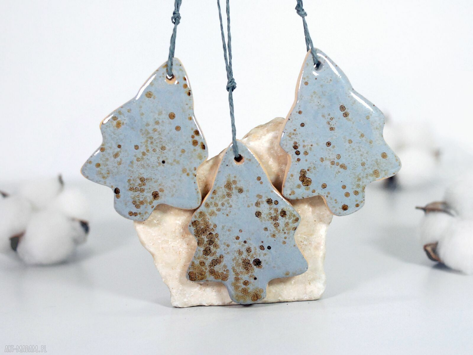 Ceramiczne choinki - zestaw 3 ozdób choinkowych