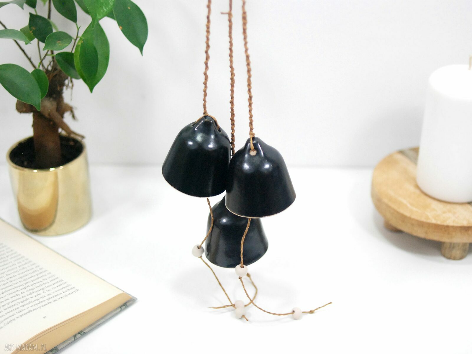 Ceramiczne dzwonki choinkowe Noir - zestaw 3 szt.