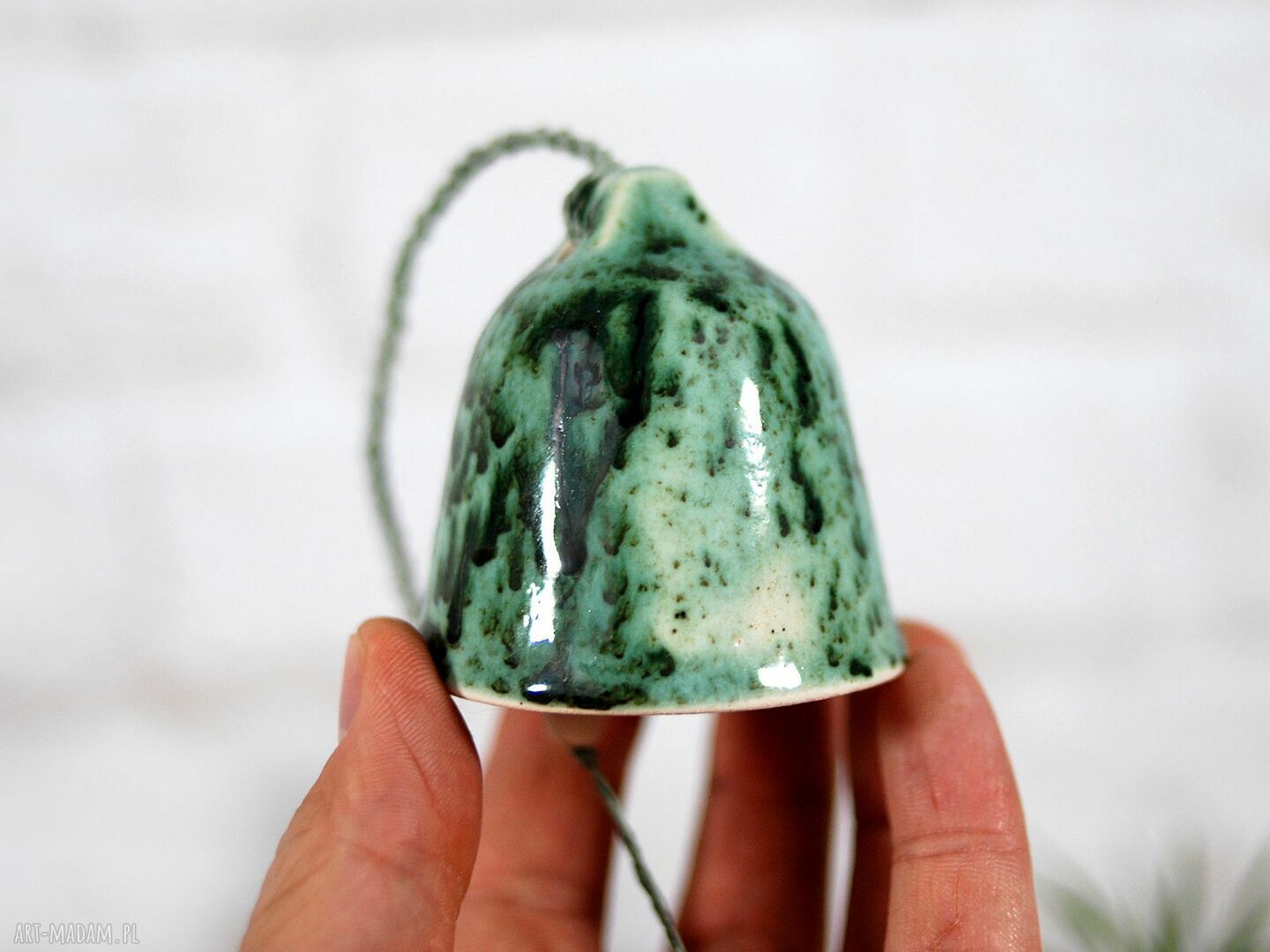 Ceramiczne dzwonki choinkowe - nakrapiana zieleń