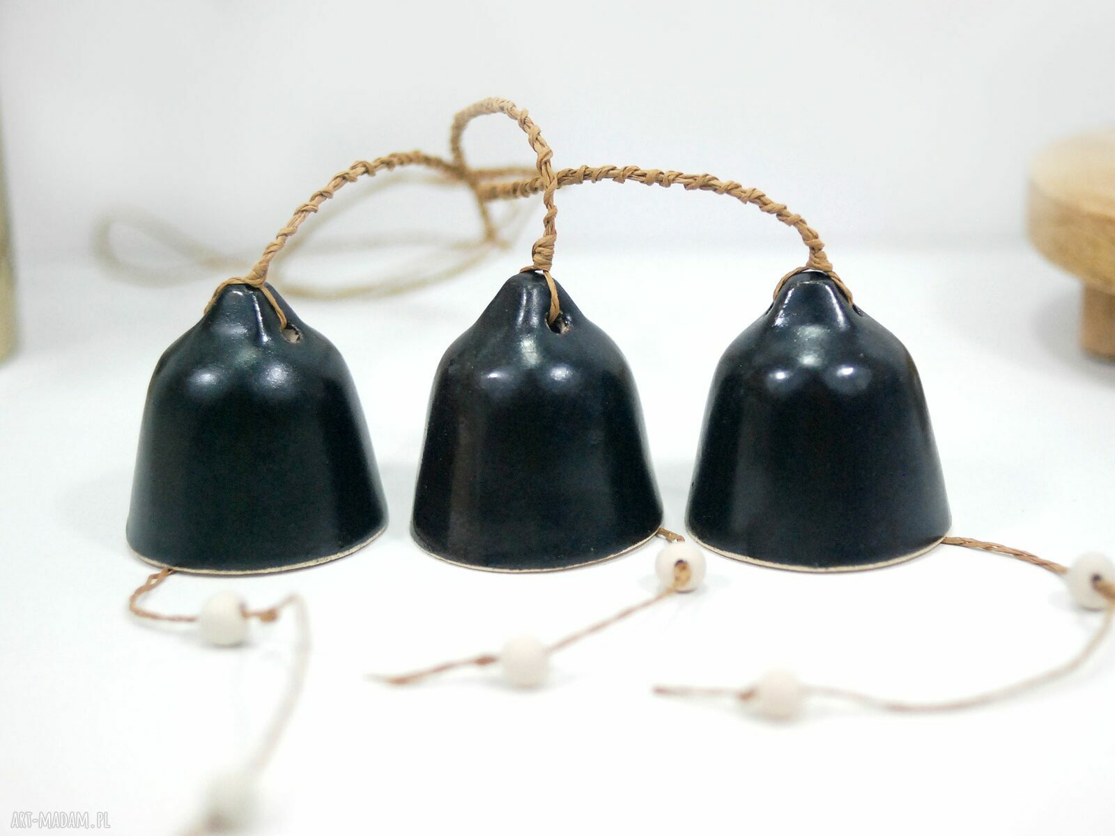 Ceramiczne dzwonki choinkowe Noir - zestaw 3 szt.