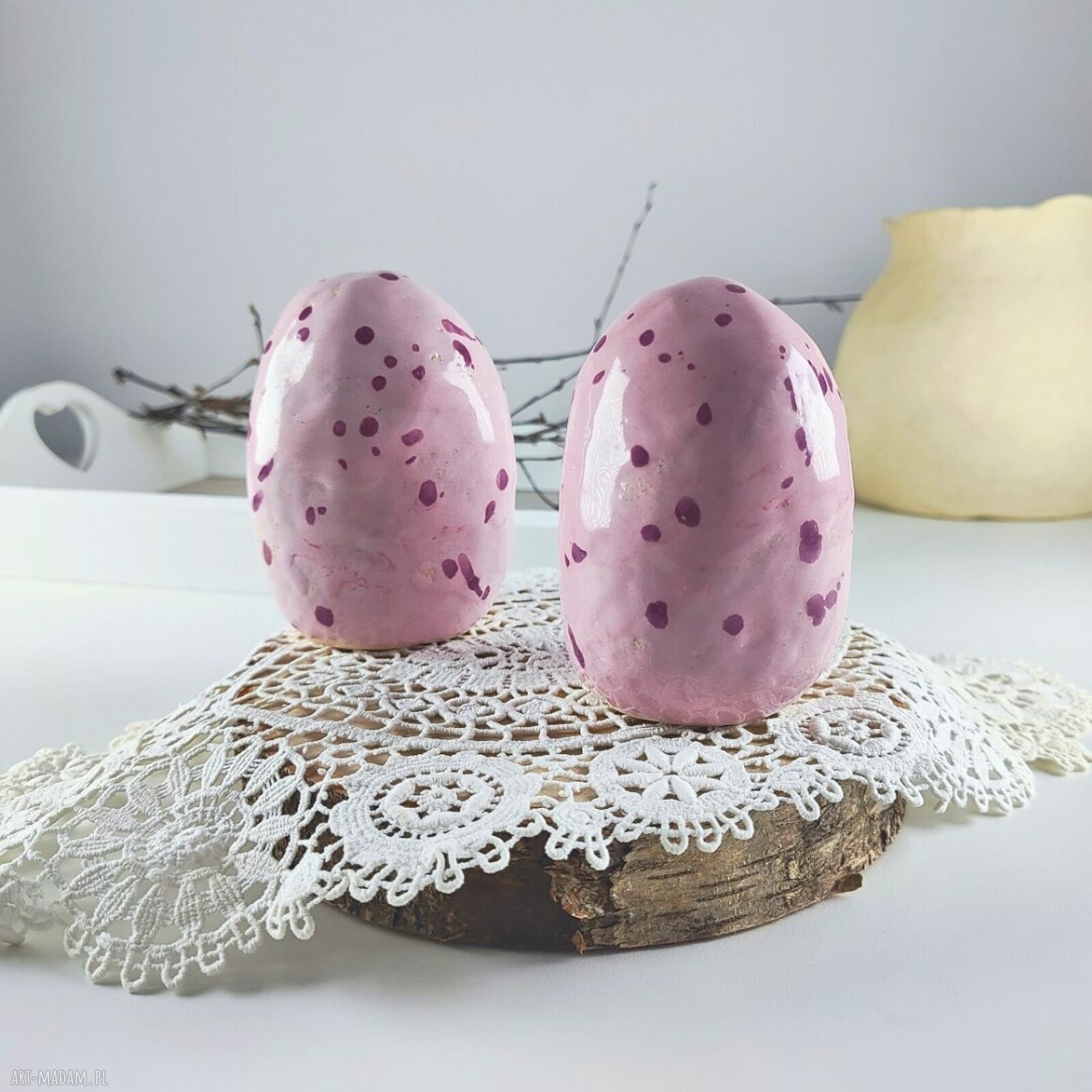 Ceramiczne pisanki - kolorowe jajka w zestawie 2 szt.