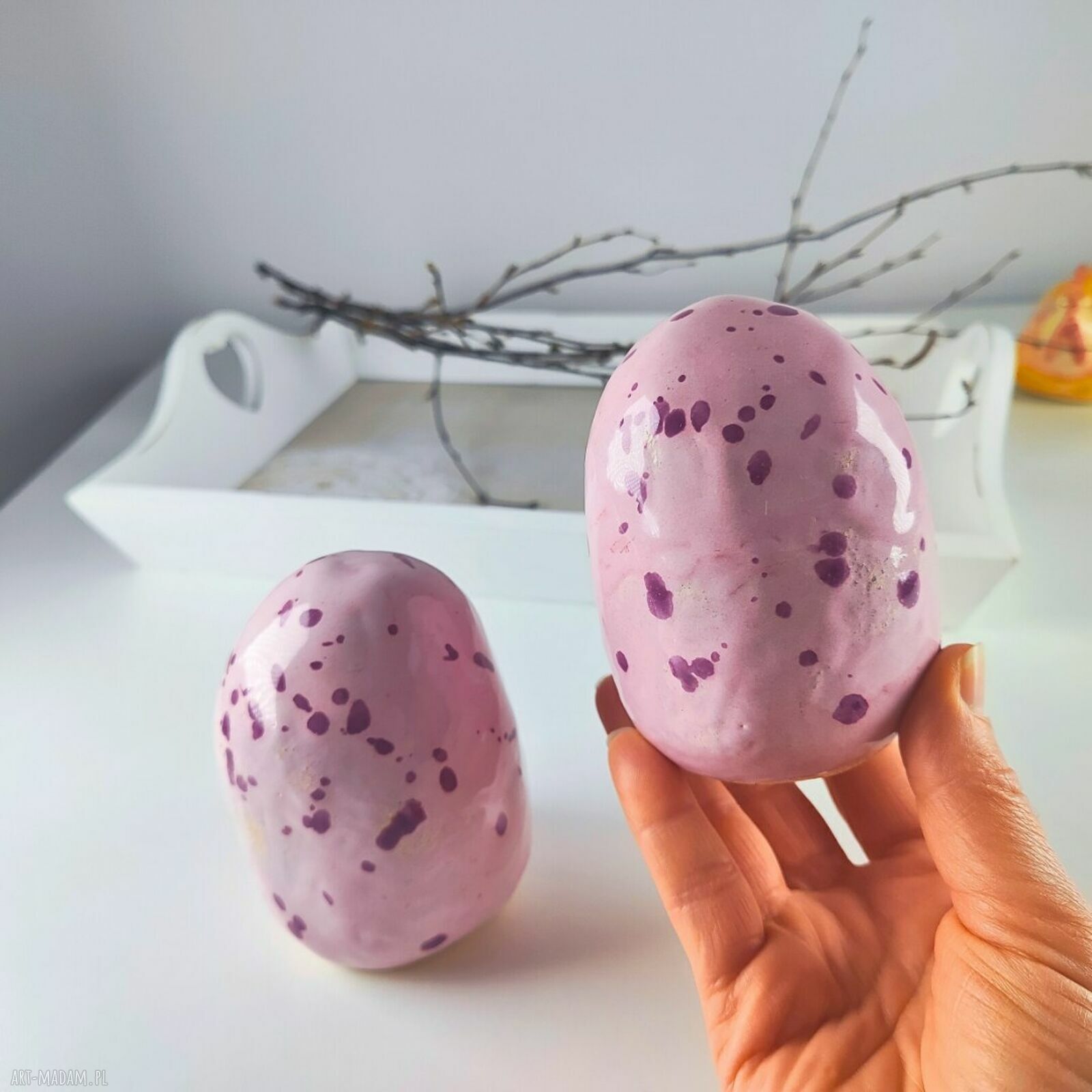 Ceramiczne pisanki - kolorowe jajka w zestawie 2 szt.