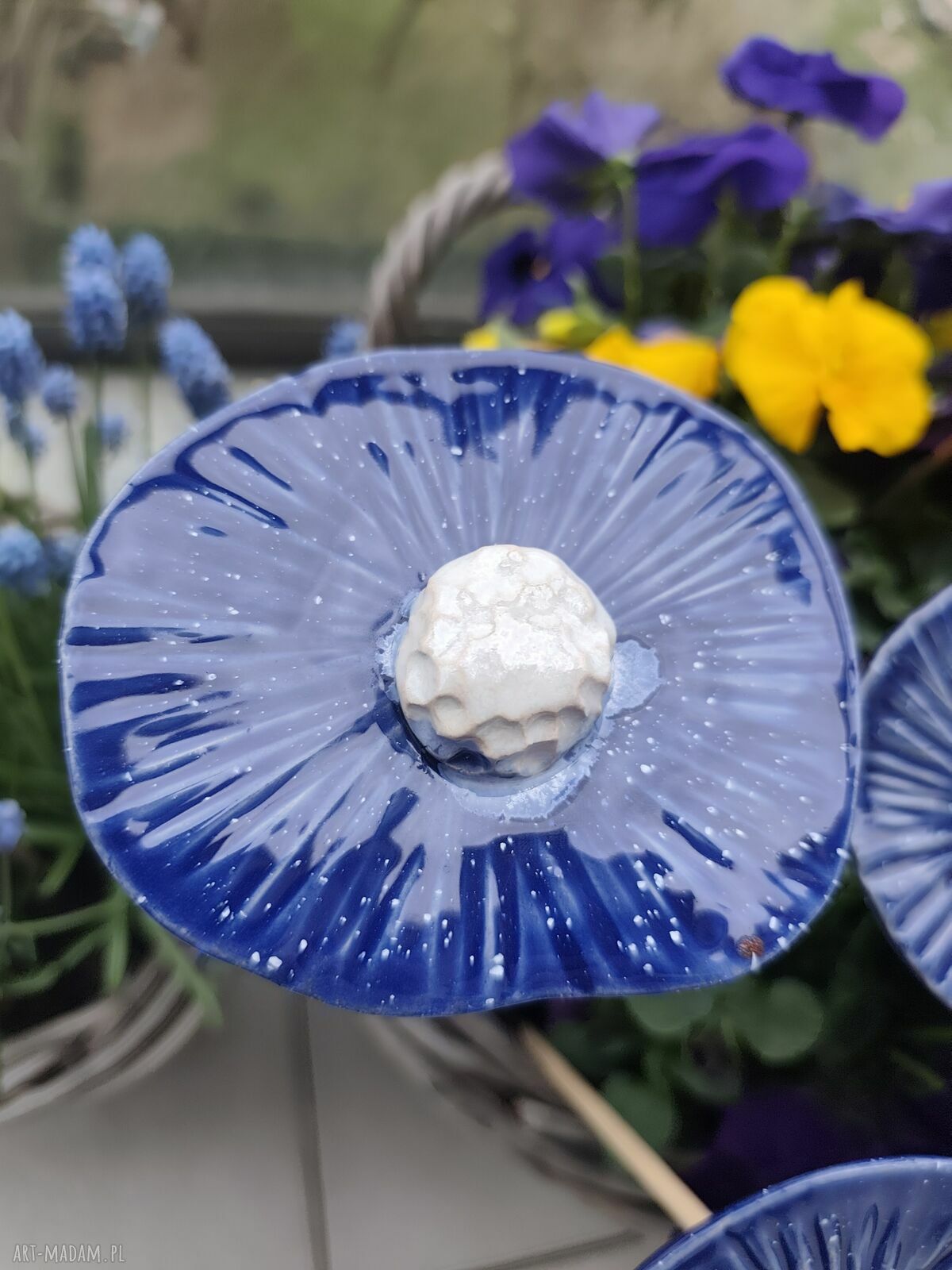 Kwiaty ceramiczne 3 szt. na drewnianych kijkach