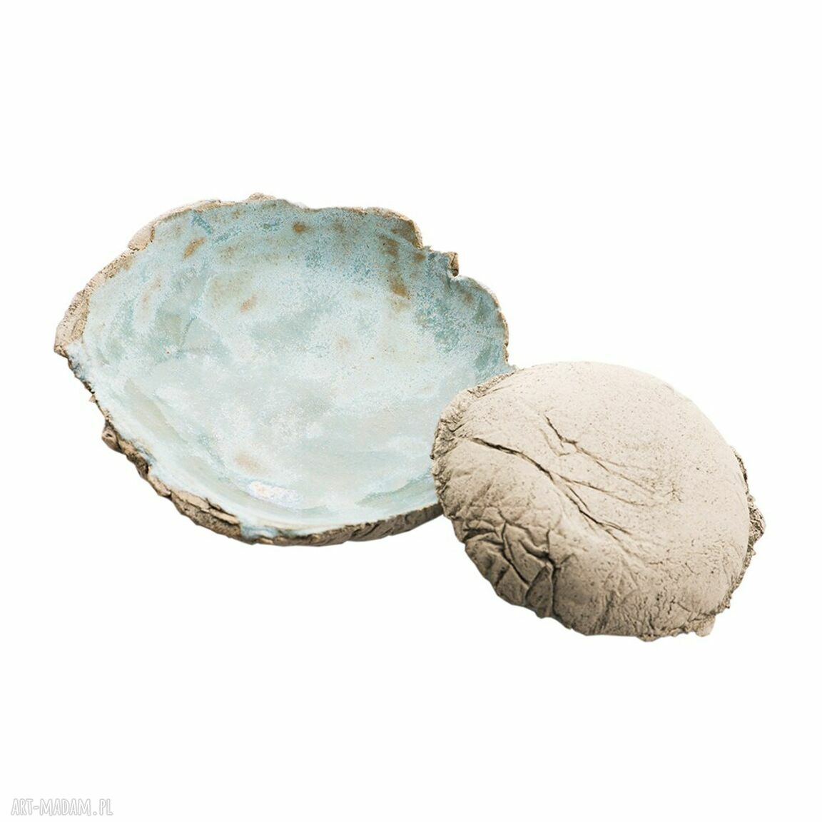 Miseczki ceramiczne - zestaw 2 naczyń z jasnej gliny, szkliwione do kontaktu z żywnością