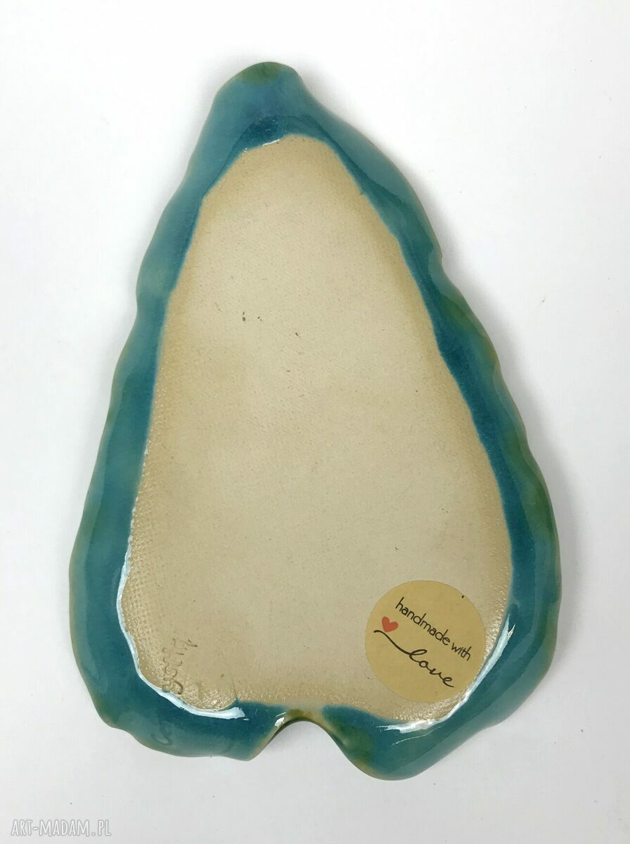 Ceramiczne mydelniczki/spodeczki "Turkusowe liście"
